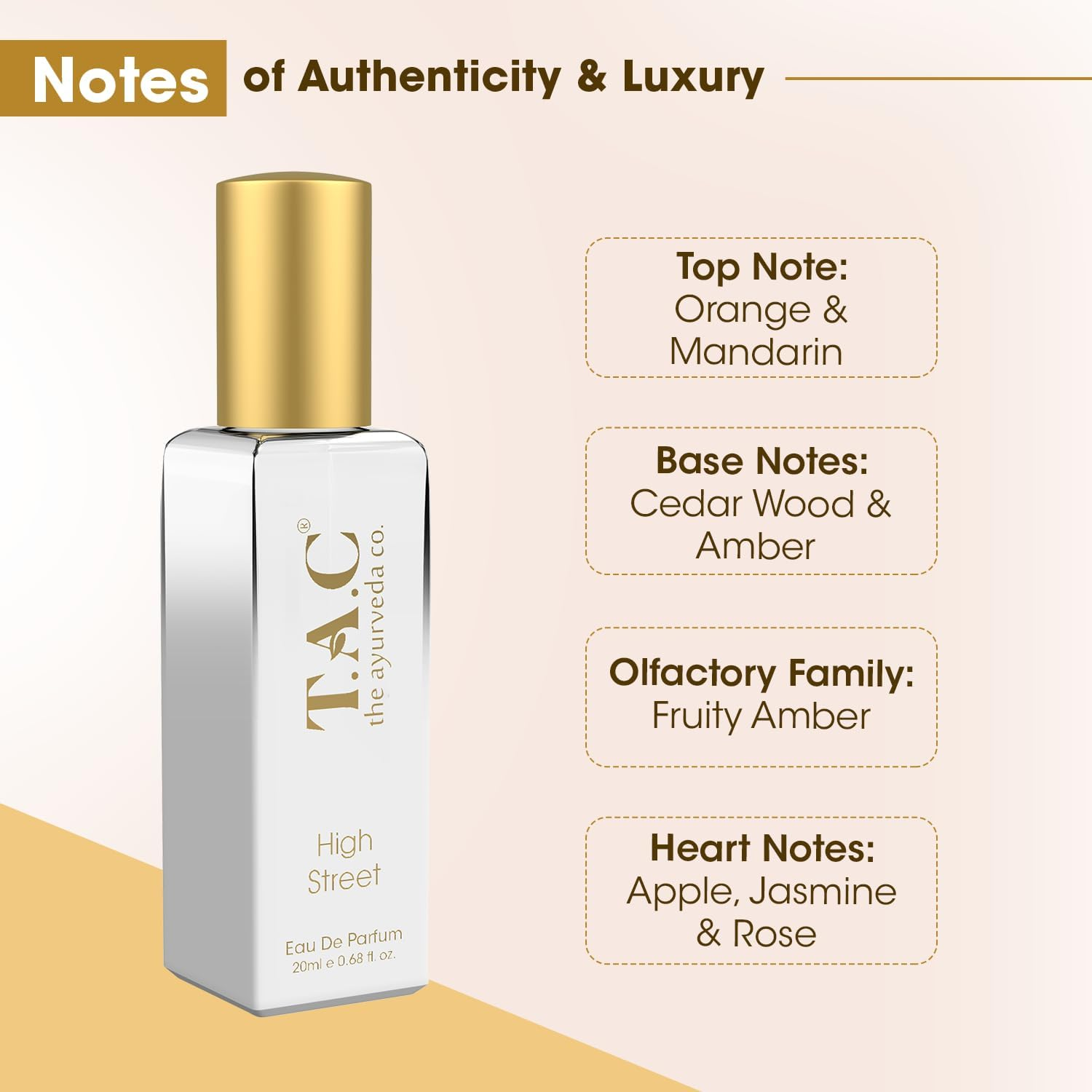 T.A.C - the Ayurveda Co. High Street Perfume, Eau De Parfum for Fruity Amber with Citrus Notes, Long Lasting Fragrance - 20Ml image number 4