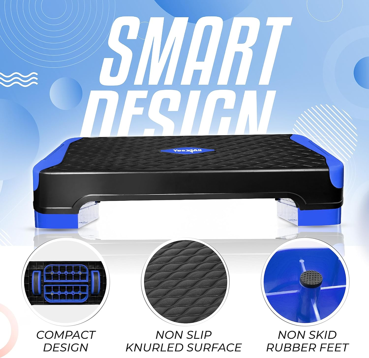 Yes4All Multifunctional Aerobic Stepper, Extra Half round Legs, 4'' 6'' Adjustable Step Aerobics Platform for Workout, Step & Balance Exercise - Neo Green image number 3