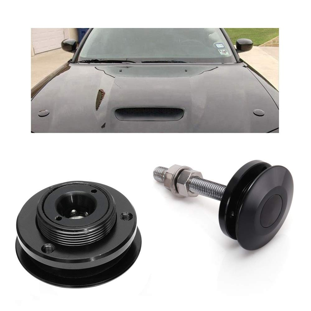 2 Pack Quick Release Latch Universal 2.44In/62Mm Diameter Universal Aluminum Alloy Push Button Quick Latch Hood Pins Lock Clip Kit for Auto Car Hood Pins Lock (2 Pack-Black Pro) - 2Pin Switch 69 image number 7