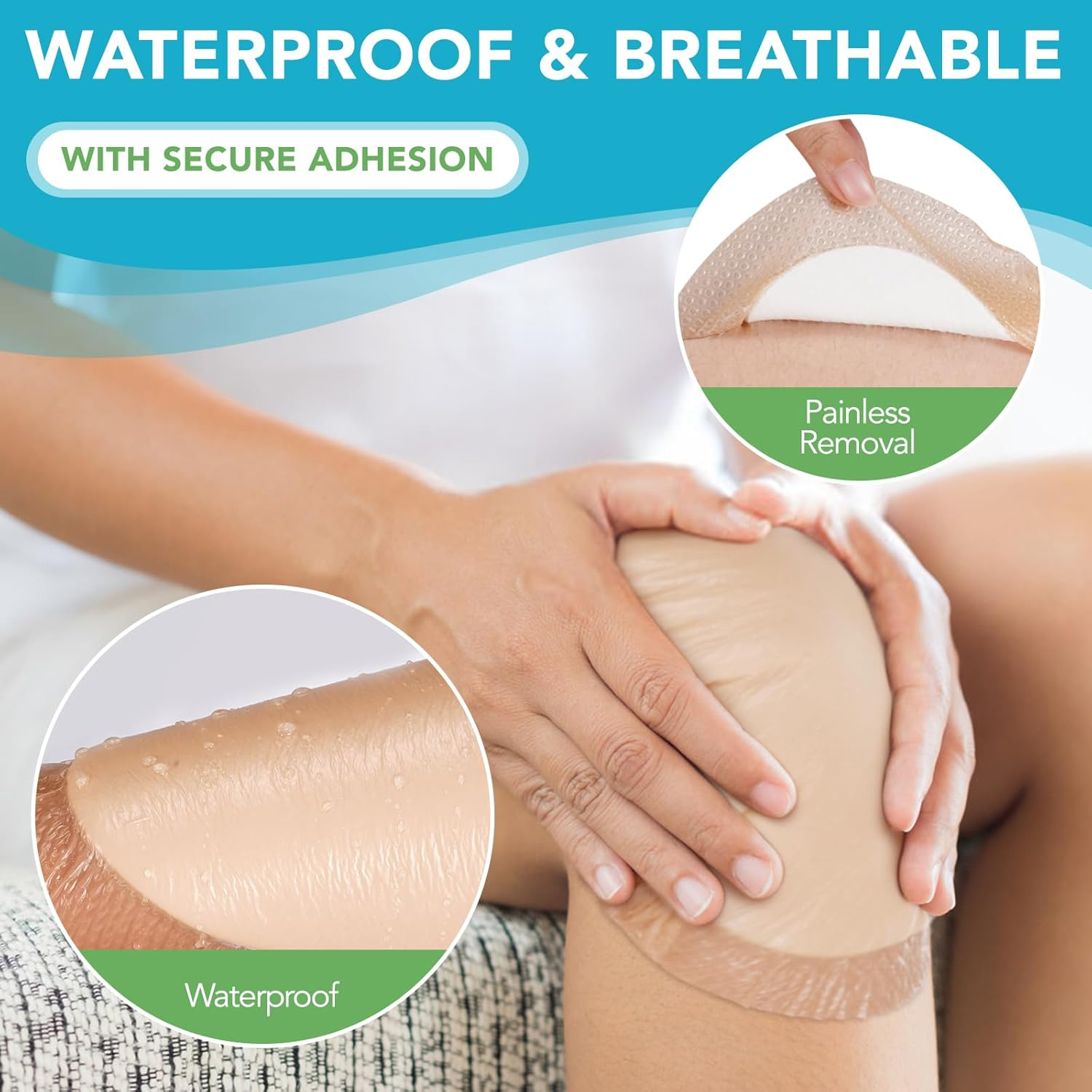 Silicone Foam Dressing with Border Adhesive 4"X4" - Silicone Ag Foam Dressing with Waterproof Gentle, Large Wound Dressing Bandage for Wound Care 5 Pack image number 3