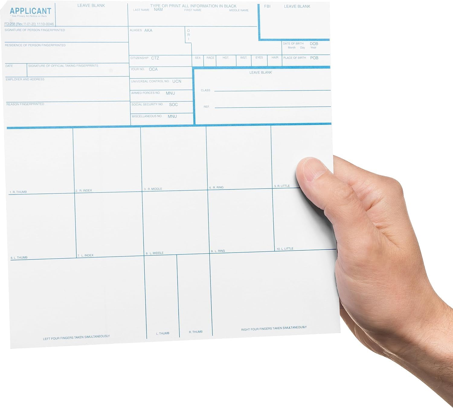 National Gun Trusts - Made in the USA - FD 258 Fingerprint Cards 2025, 10 Pack - 11-1-20 Version image number 3