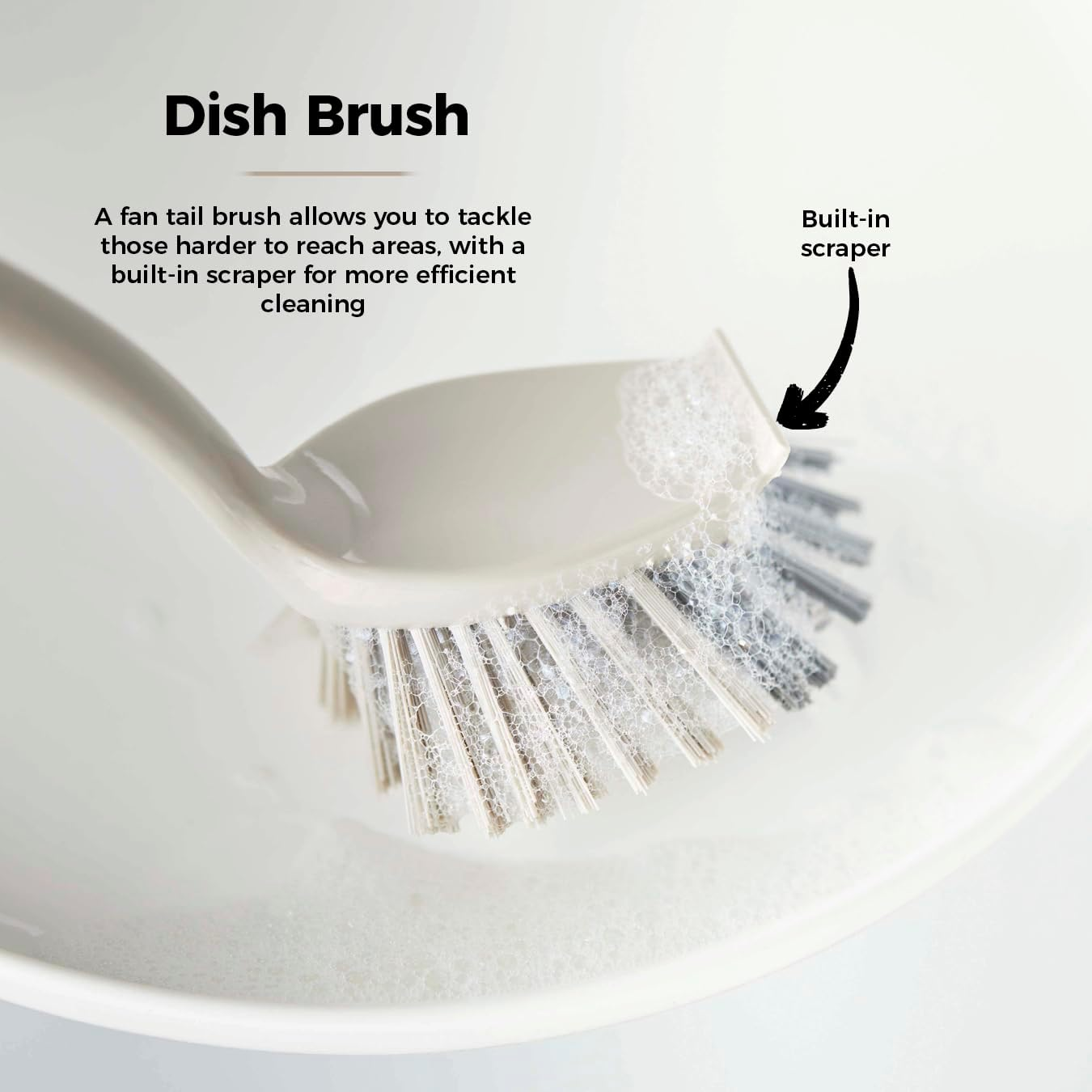 Tower T769002MSH 5-In-1 Cleaning Set with Dust Pan and Brush/Kitchen Broom/Dish Brush/Scrub Brush, Latte & Grey image number 3