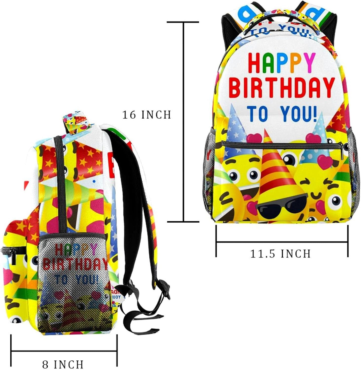 Happy Birthday Background Backpack Students Shoulder Bags Travel Bag College School Tote Backpacks image number 4