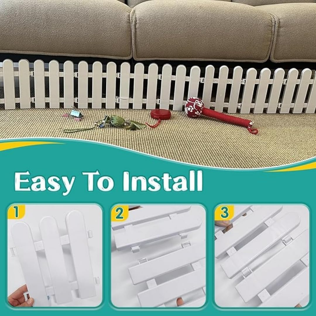 Under Couch Blocker for Toys 30 Pack, under Bed Guards for Pets Plastic Stopper, Spliced Barrier to Block Cats and Dogs for Furniture Sofa (White Plastic with 20Pcs Cable Ties) image number 3