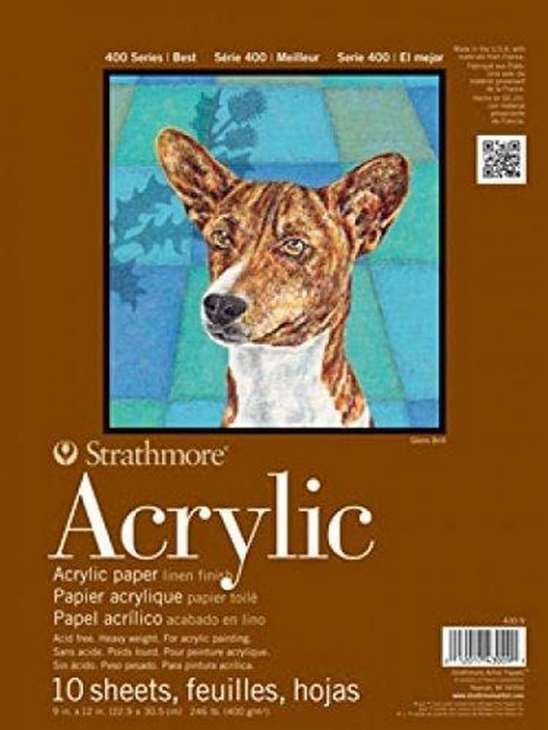 Strathmore 400 Series Acrylic Pad, Linen Finish, 12"X18" Glue Bound, 10 Sheets image number 1