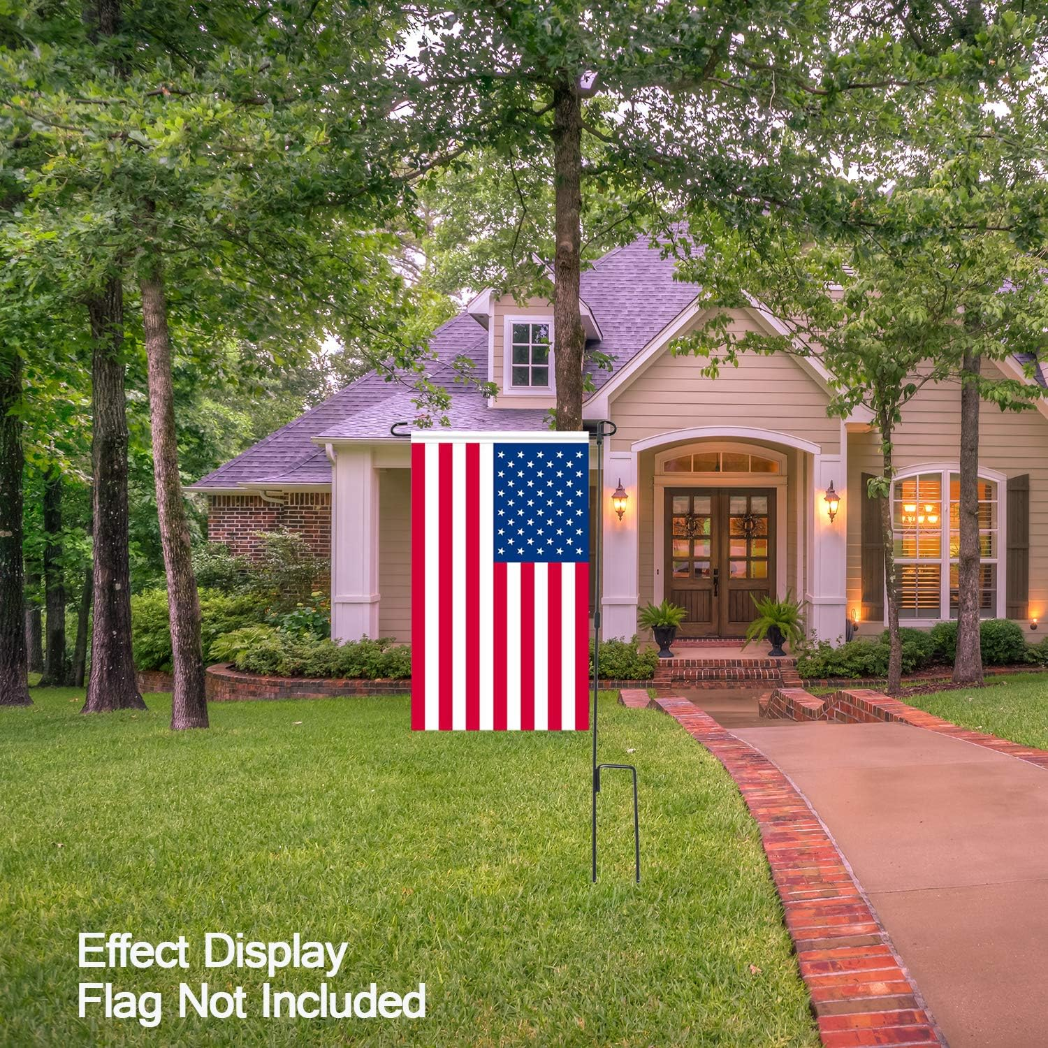 HOOSUN Garden Flag Stand Premium Garden Flag Pole Holder Metal Wrought Iron Powder-Coated Weather-Proof Paint 36.5 H X 16.5 W (3 Piece Set Black) (2 Pack) (2-Pack) image number 6