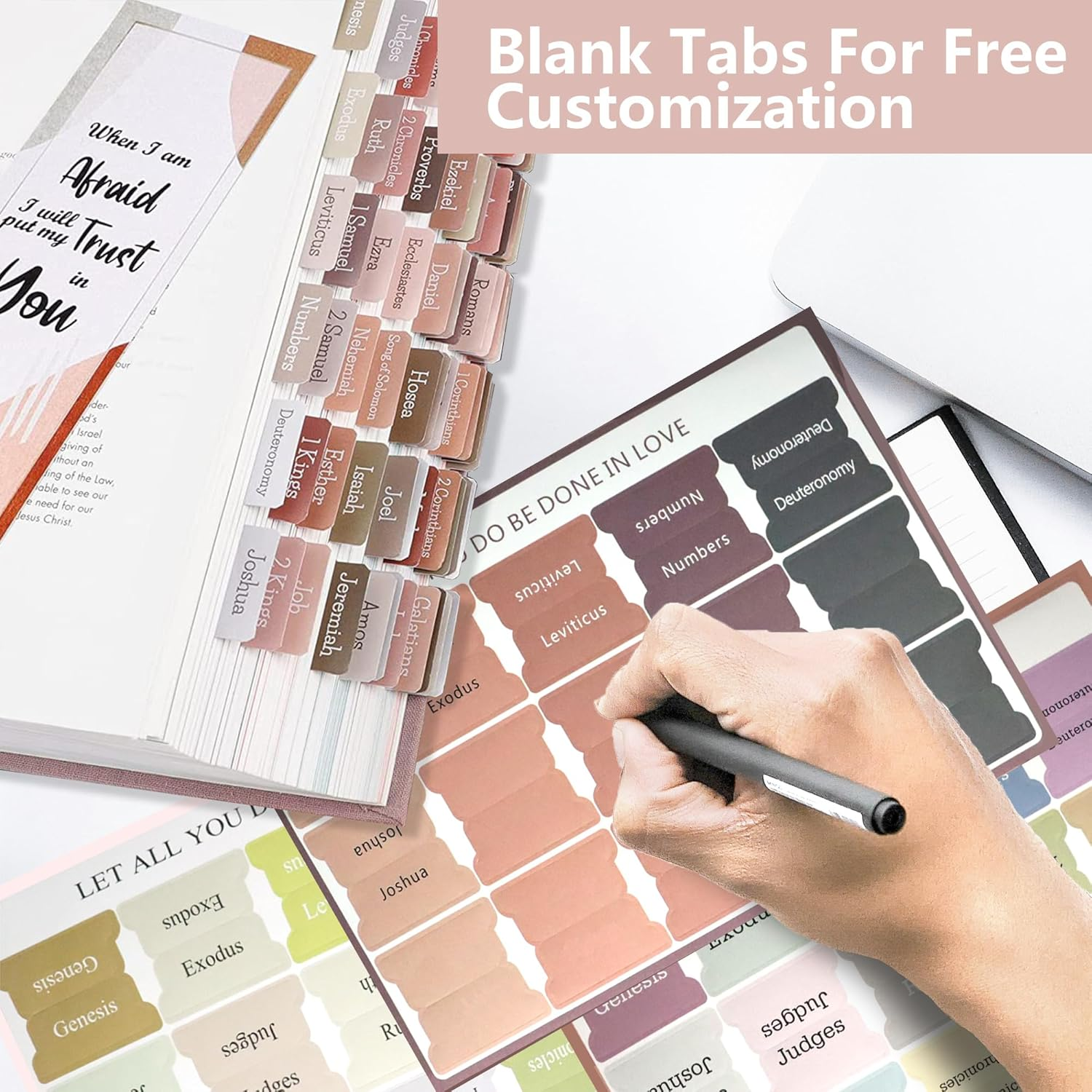 3 Pcs Bible Index Tabs Sets, 225 Laminated Bible Tabs for Women and Men, Bible Dividers on Coated Paper, Large Print Bible Tabs for Study Bible, Protestant and Catholic Bible Tabs