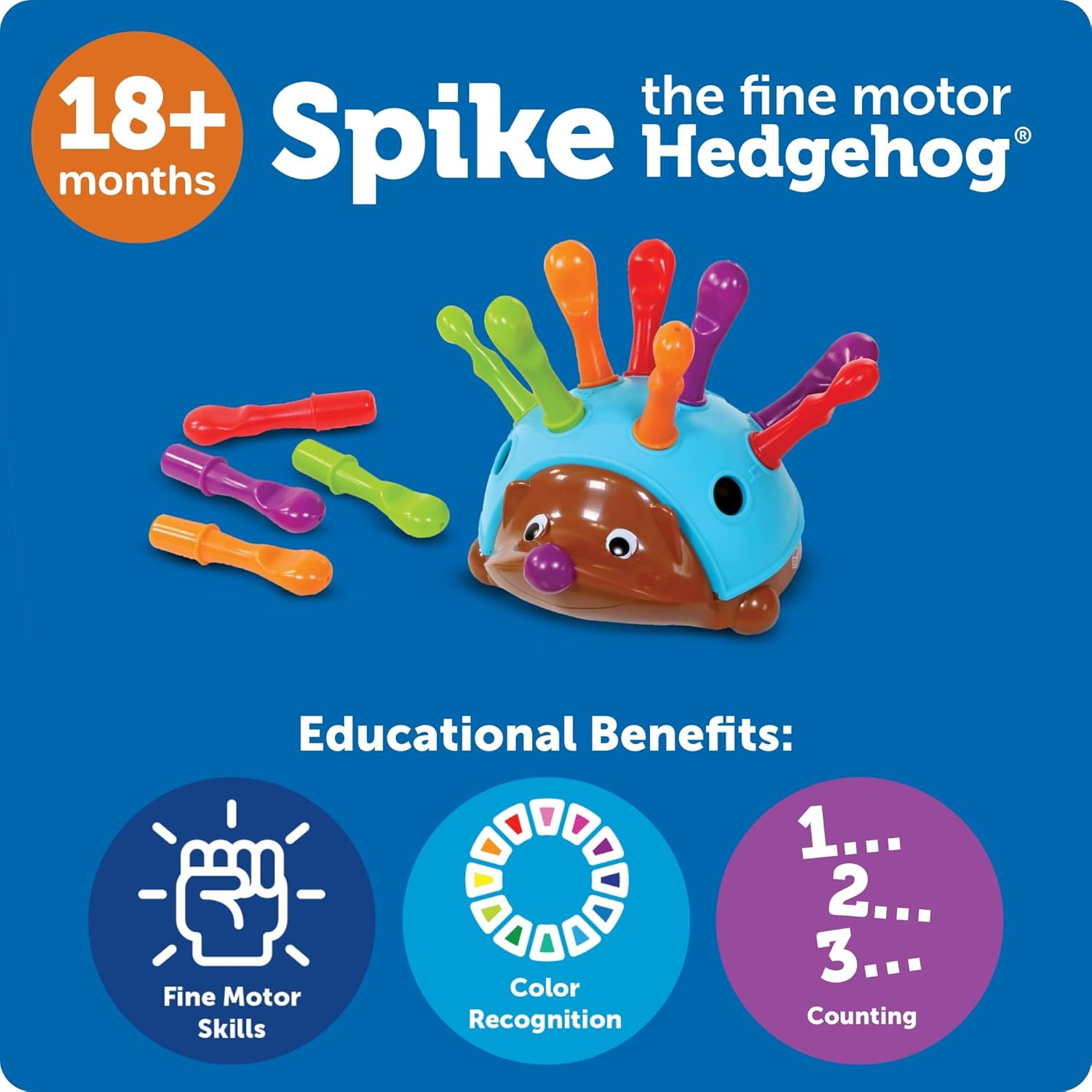 Learning Resources Spike the Fine Motor Hedgehog - 14 Pieces, Ages 18+ Months Toddler Learning Toys, Fine Motor and Sensory Toys, Educational Toys for Toddlers, Montessori Toys image number 3