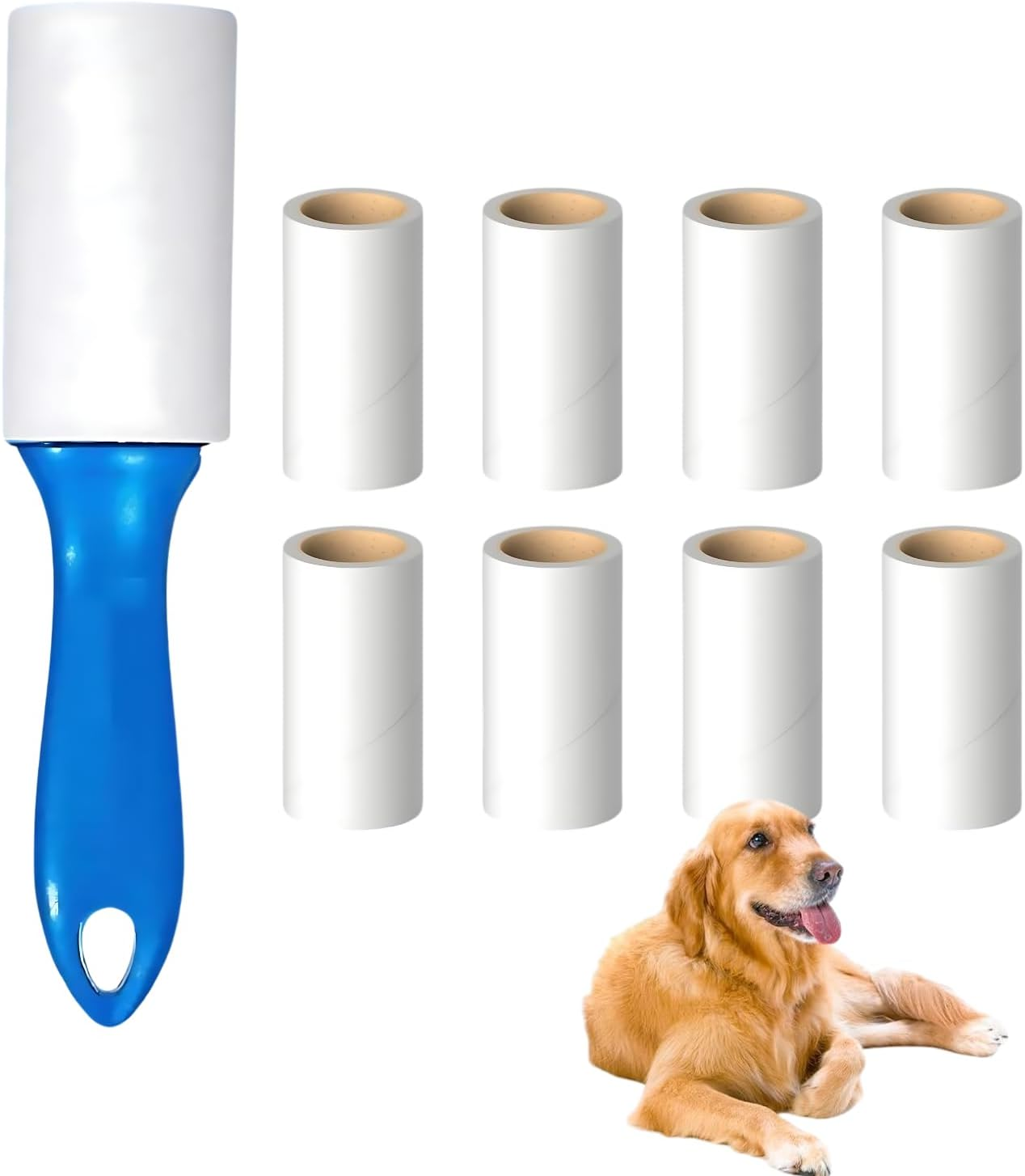 EZONEDEAL Lint Rollers, Pet Dog Cat Hair Remover Clothes Car Dust Cleaning, Pet Lint Sticky Lint Remover for Clothes Furniture, Easy Peel Sticky Hair Clean Roller 1 Handle with 8 Refills image number 6