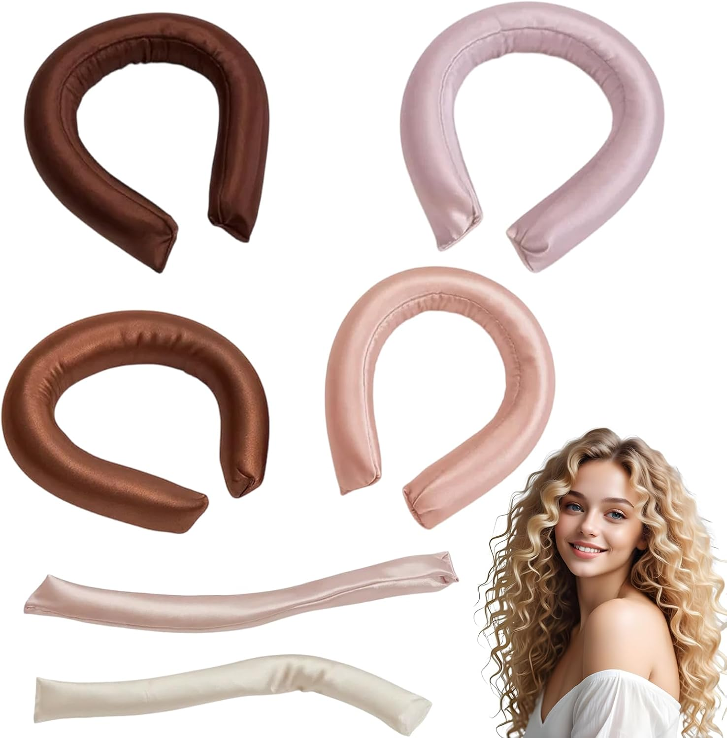 Overnight Hair Rollers, 6 Papilots for Heatless Curls, Blowout Hair Overnight without Heat, Hair Rollers for Voluminous Curls, Durable and Comfortable image number 3