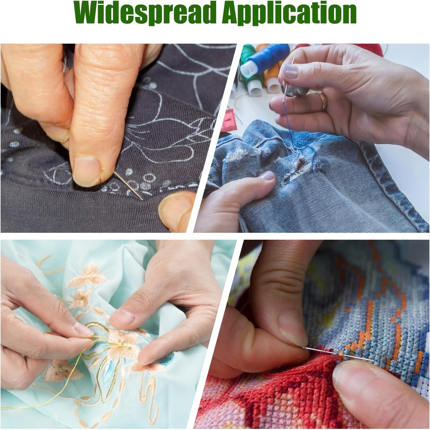 25 Pcs Sewing Needle Set with 4 Threaders - Stainless Steel Large-Eye Hand Needles (5 Sizes,4-6Cm) for Knitting, Embroidery, Mending & Quilting - Includes Clear Plastic Storage Bottle