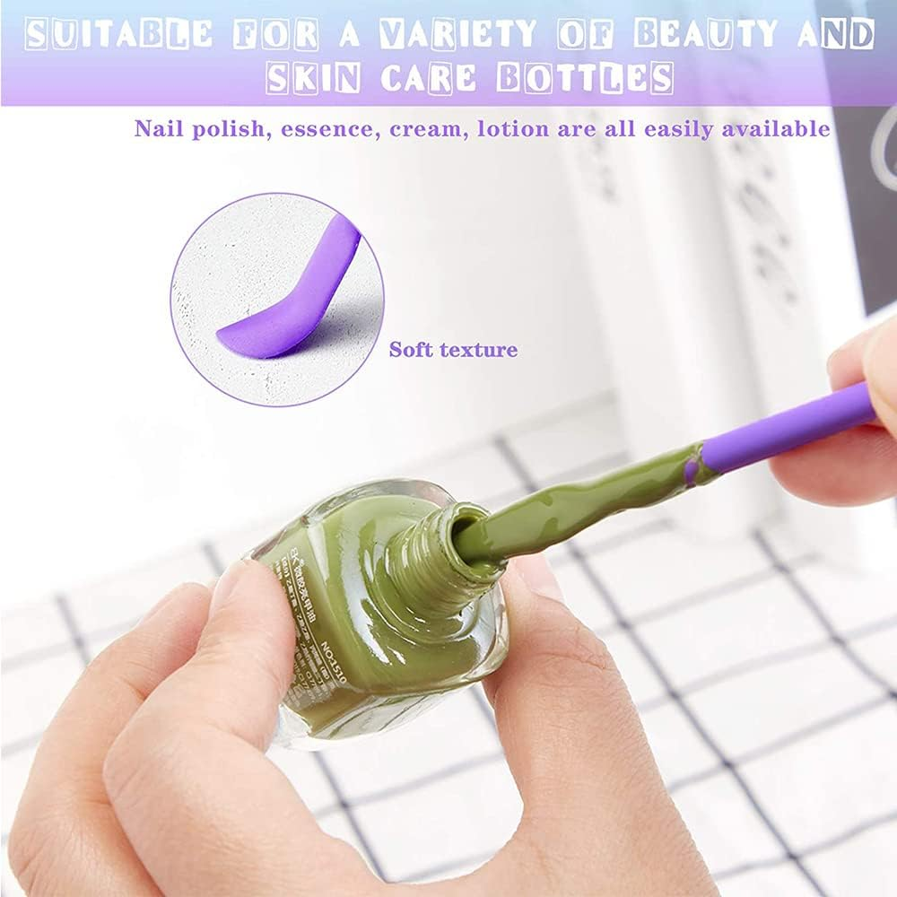 4X Silicone Mini Spatula Jar Scraper Scoop Tip Long Spatula Cosmetic Bottle B8A3 (Purple) image number 5
