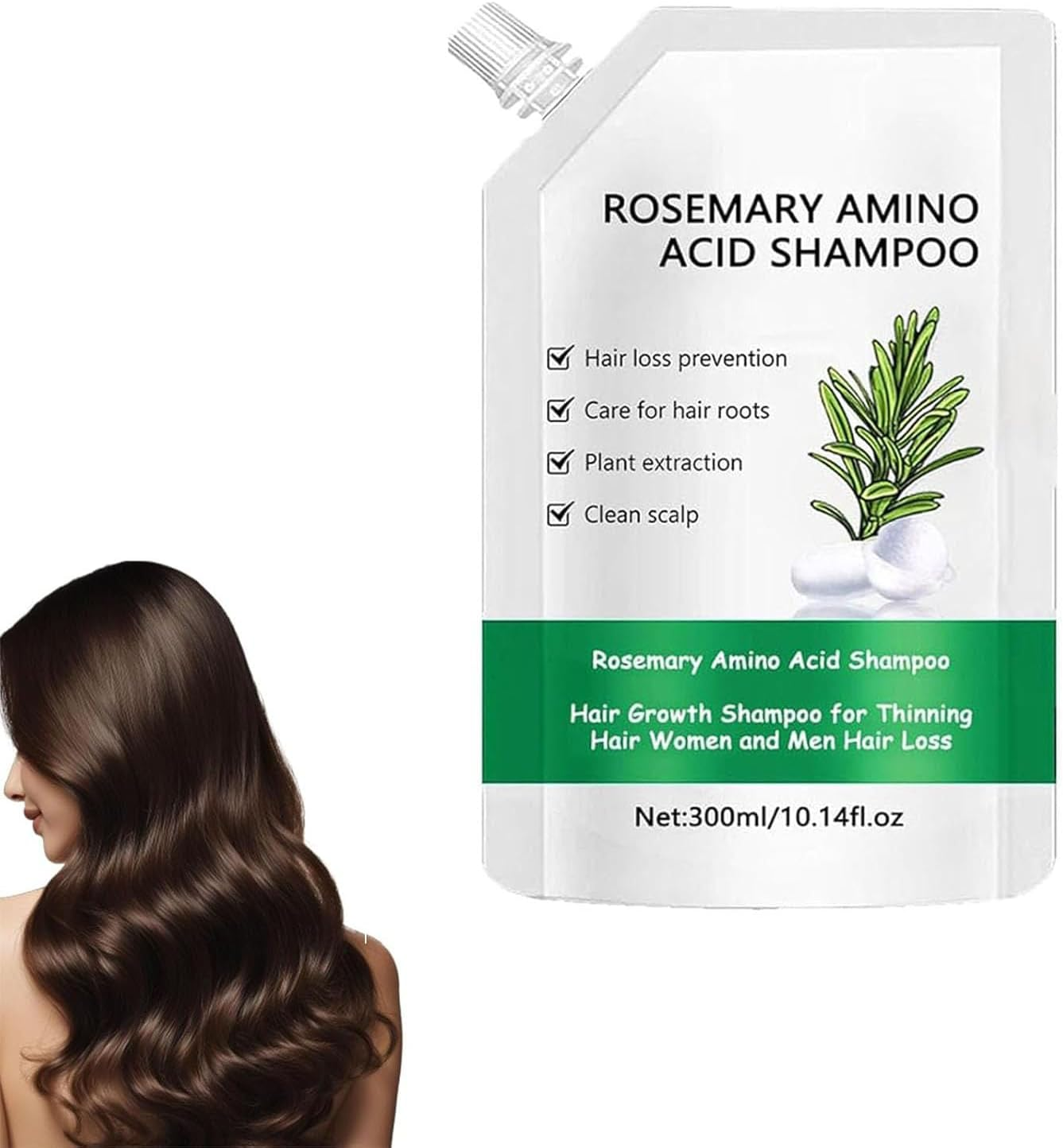Rosemary Amino Acid Shampoo, Hair Growth Shampoo, Thickening & Strengthening Shampoo with Hydrolyzed Keratin, for Thinning Hairs Women and Men Hair Loss and Oily Scalp (1Pc)