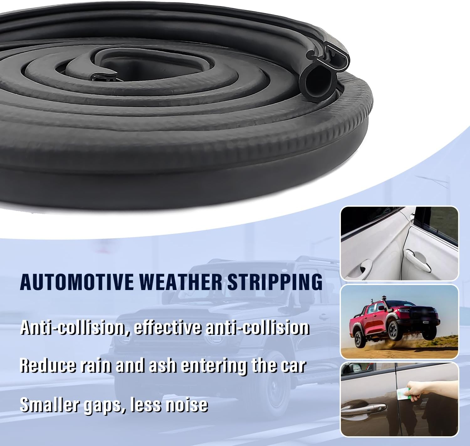 10Ft Car Door Weather Stripping Door Seal Strip,U-Shaped Rubber Edge Trim with Steel Strip Door Sealers for Door Frame of Car Truck SUV RV Boat Home,Keeps Cars Interior Tidy and Quieter (10Ft) image number 1