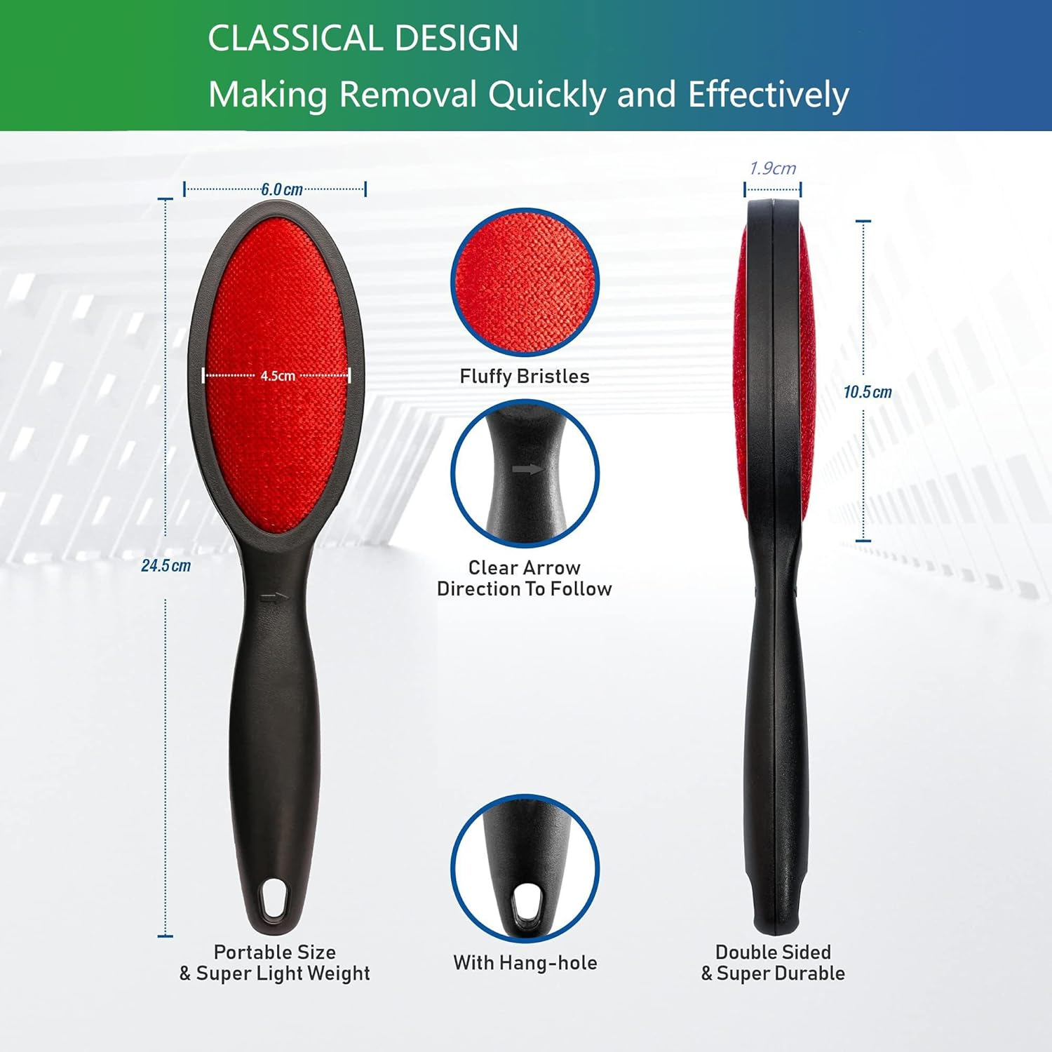 Lint Brush, Lint & Pet Hair Remover, Clothes Brush. Magic Brush for Cleaning Carpets and Sheets. 2 - Sided and Reusable. No Need for Lint Roller Refills. image number 2