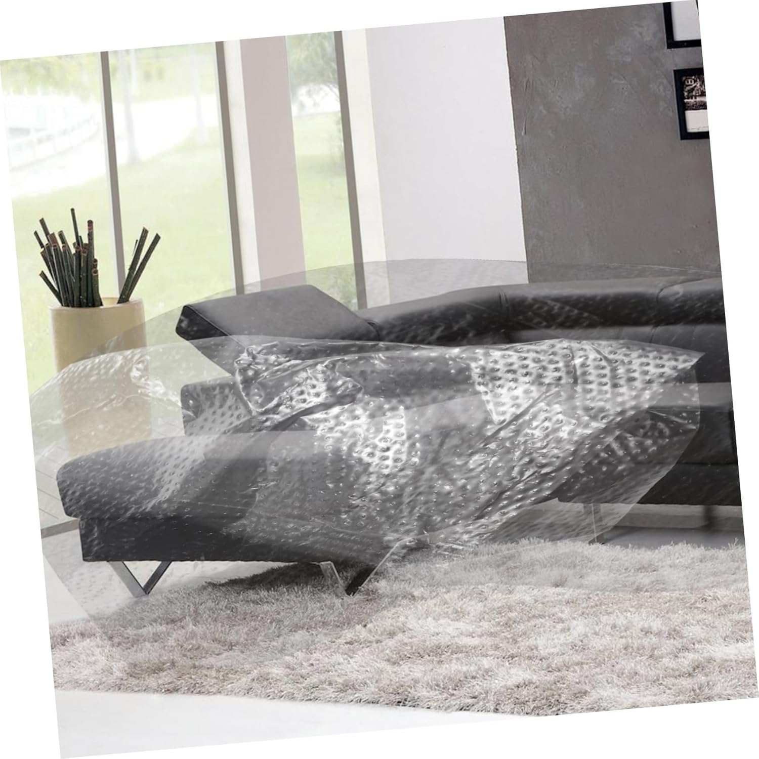 3 Rolls Dust Protective Film for Furniture Car Auto Body Plastic Cover Paint Adhesive Protective Film for Vehicle Coverage during Painting Painters for Decoration Floor image number 5