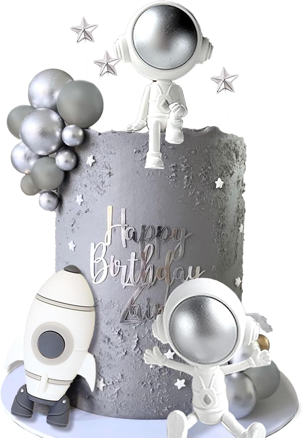 Jevenis Outer Space Cake Toppers Astronaut Rocket Stars Cake Decorations for Two the Moon First Trip around the Sun Birthday Baby Shower