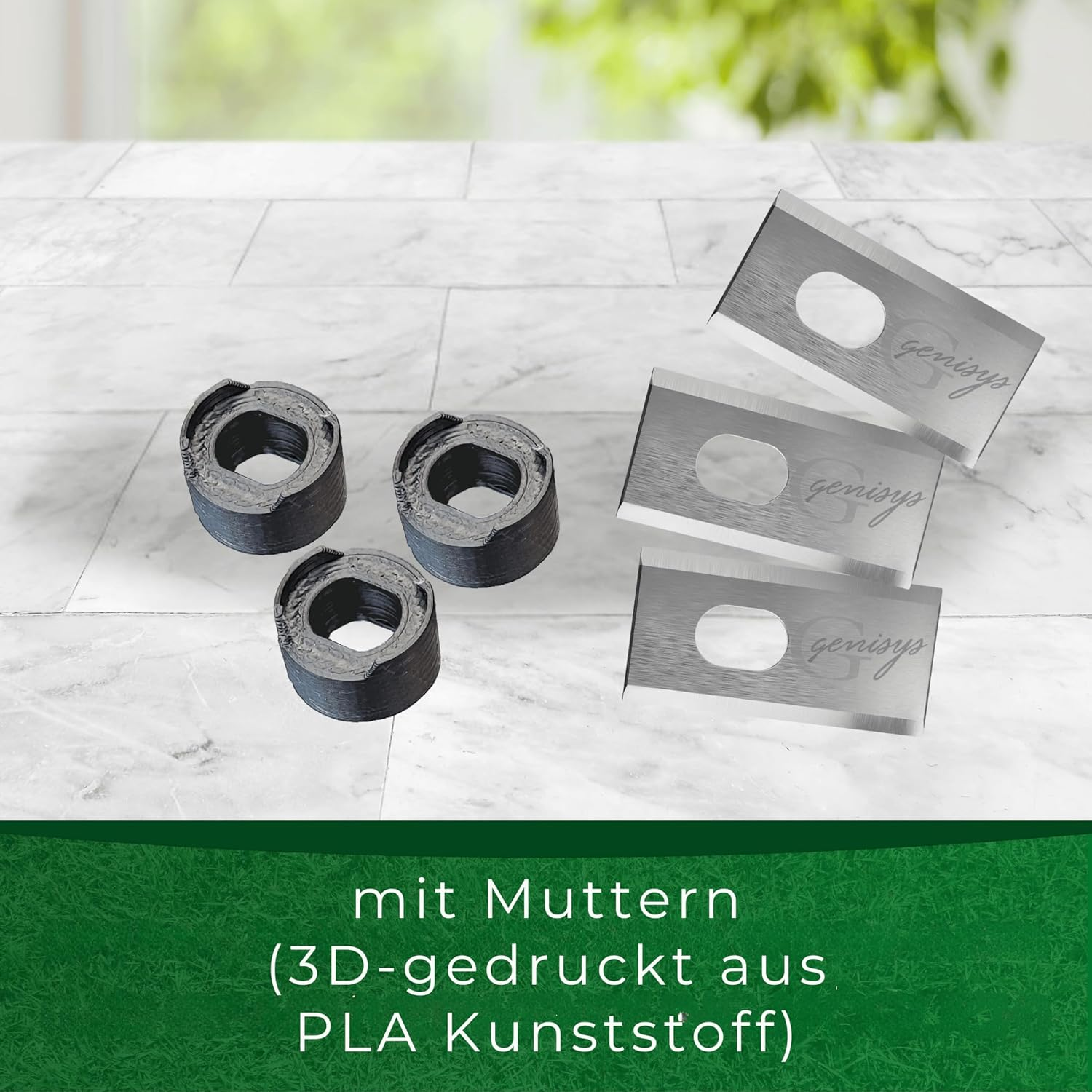 G Greengrass Tools Replacement Blade Compatible with Dreame A1 A2 Mova Robotic Lawnmower Blades - Longlife Stainless Steel [Shatterproof DIN EN 50636 Tested], Pieces: 12 + 12 Nuts image number 2