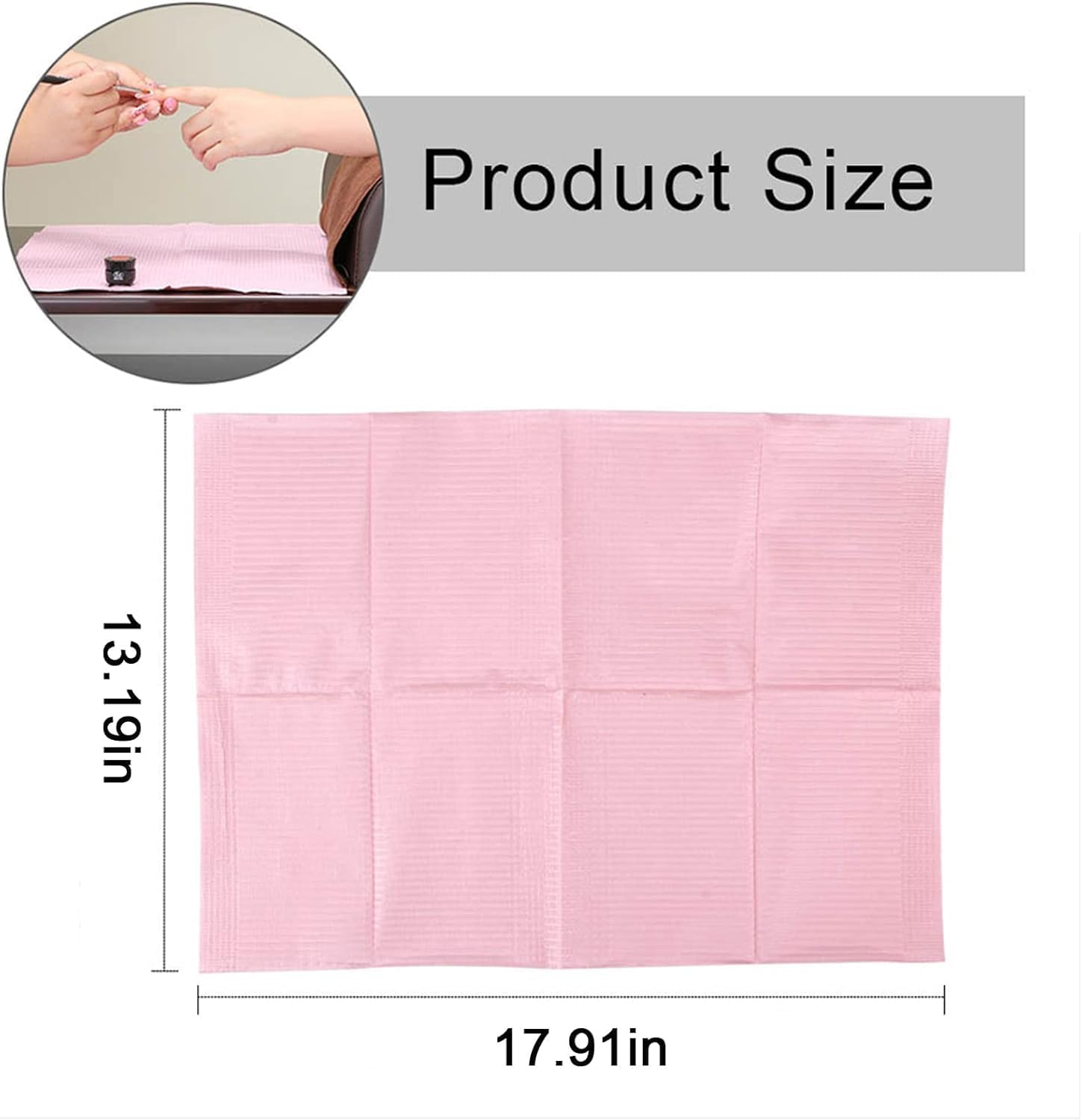 125PCS Disposable Nail Art Table Towels Mat 13" X 17" Waterproof 3 Ply Nail Art Mat Paper Sheet Clean Pads Tattooing Table Mat Nail Table Cover Tattoo Supplies (Pink) image number 1