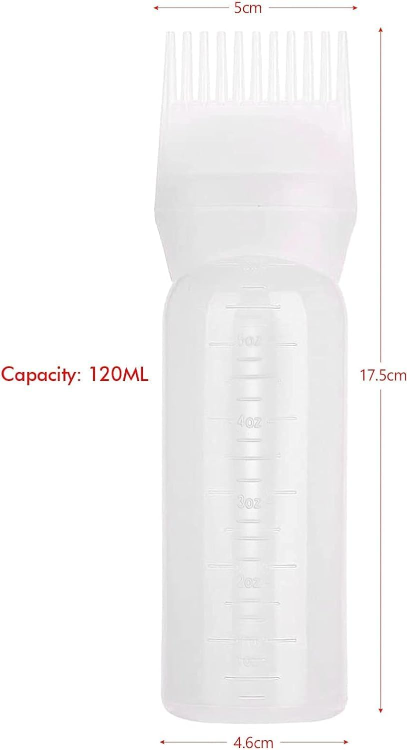 Squarezhenbo White Hair Colour Applicator Bottles, Hair Dye Brush Bottle, Comb for Dyeing Hair and Treating the Scalp, 120 Ml Hair Colour Applicator Bottles Colour Accessories