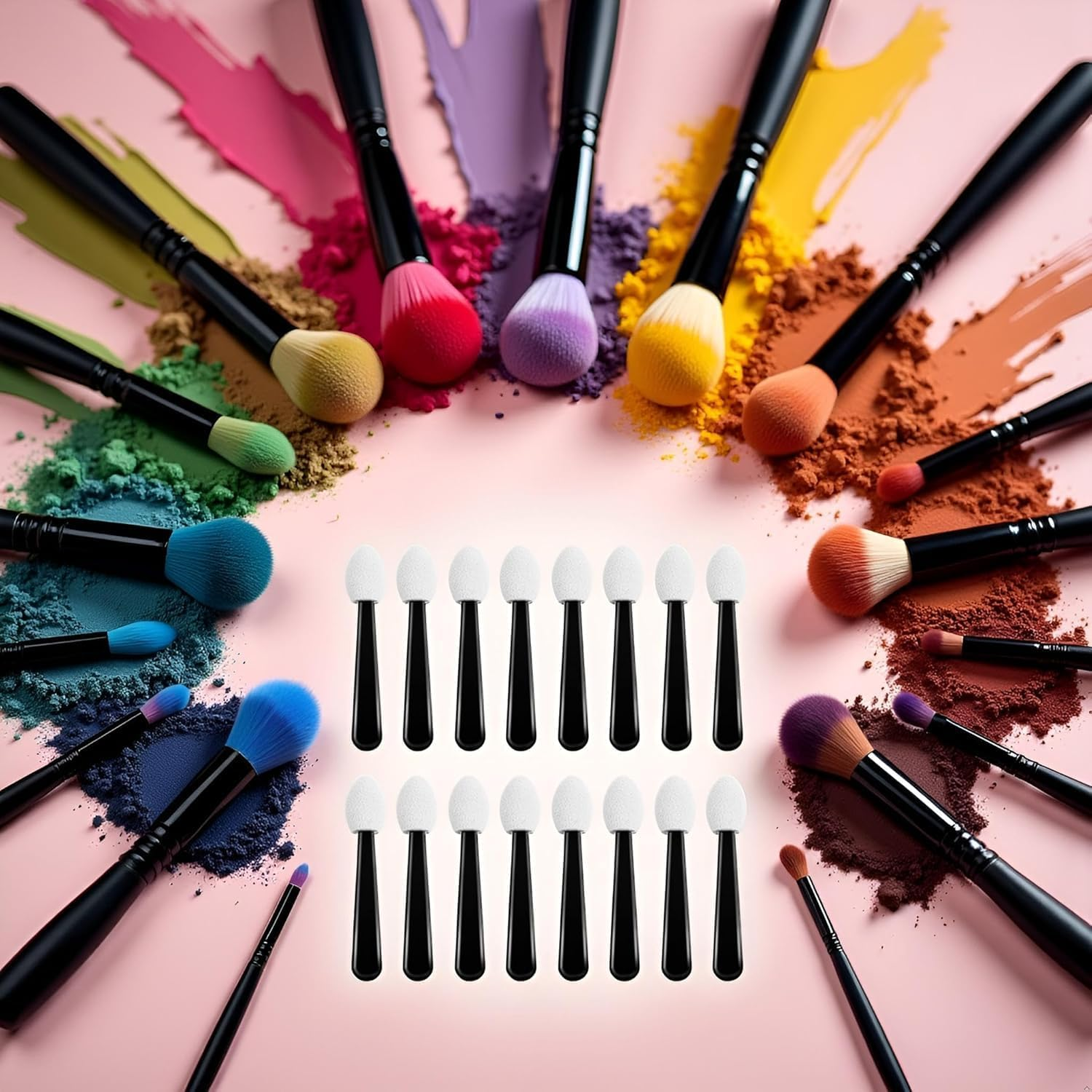 100Pcs Black White Small Eyeshadow Applicators Eye Shadow Sponge Applicator Sticks Eye Makeup Applicators Sponge Tip Make up Applicators Eyeshadow Brushes image number 2