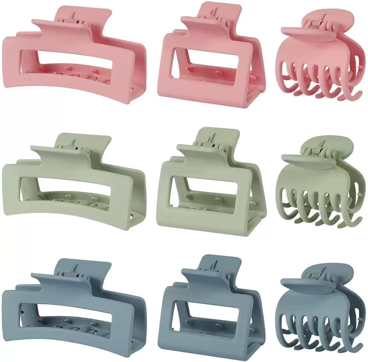 Pack of 9 Hair Clips, 3 Style Non-Slip Hair Clips Hair Clips for Women Girls Claw Clip Hair Clips Set for Thin Thick Small Hair (9 Pieces Pattern A) image number 5