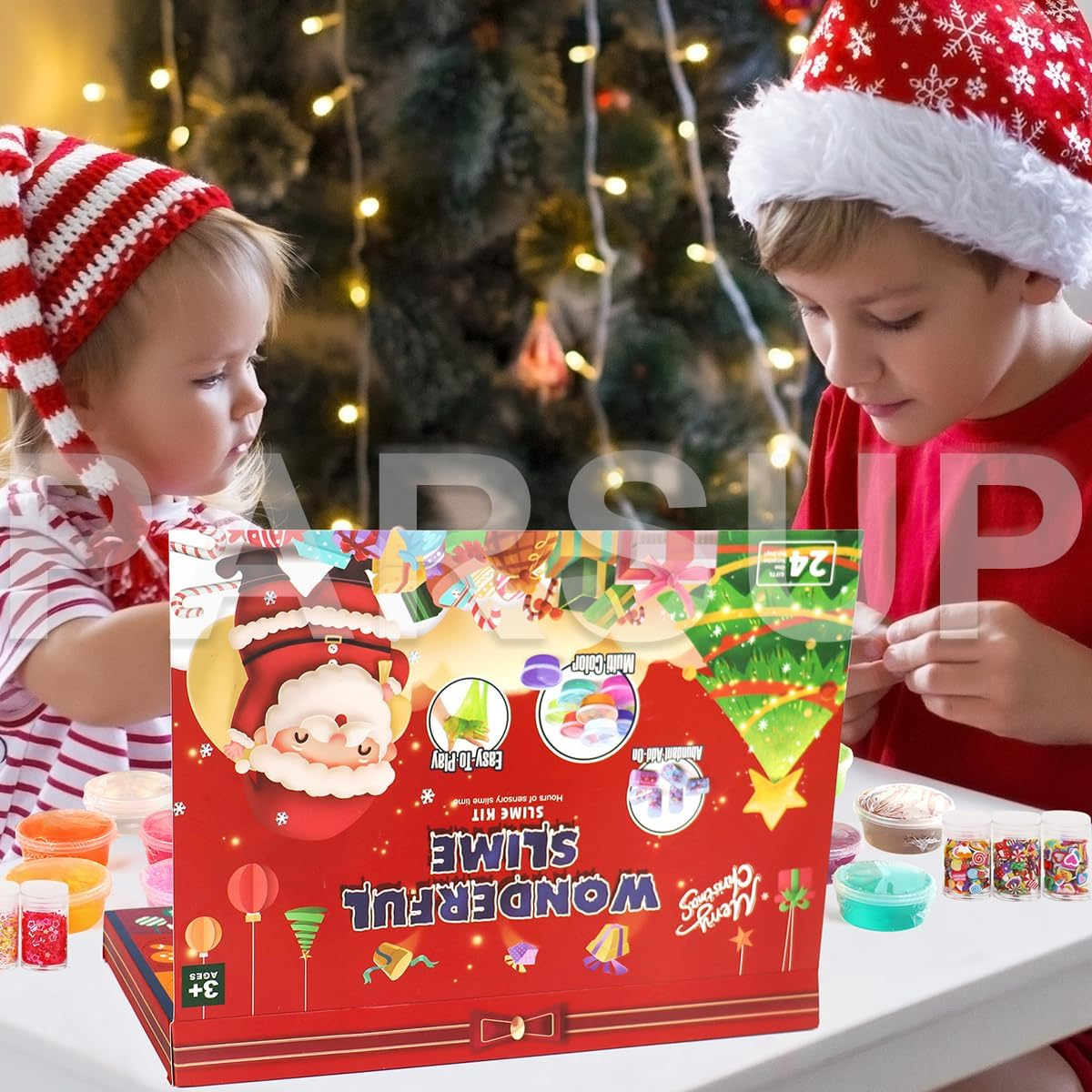 2025 Christmas Slime Advent Calendar for Kids, Crystal Fidget Holiday Surprise Gift Set, 24 Days Christmas Countdown Calendar Xmas Toys Gifts Boys Girls Toddler Party Favors Christmas Stocking image number 6