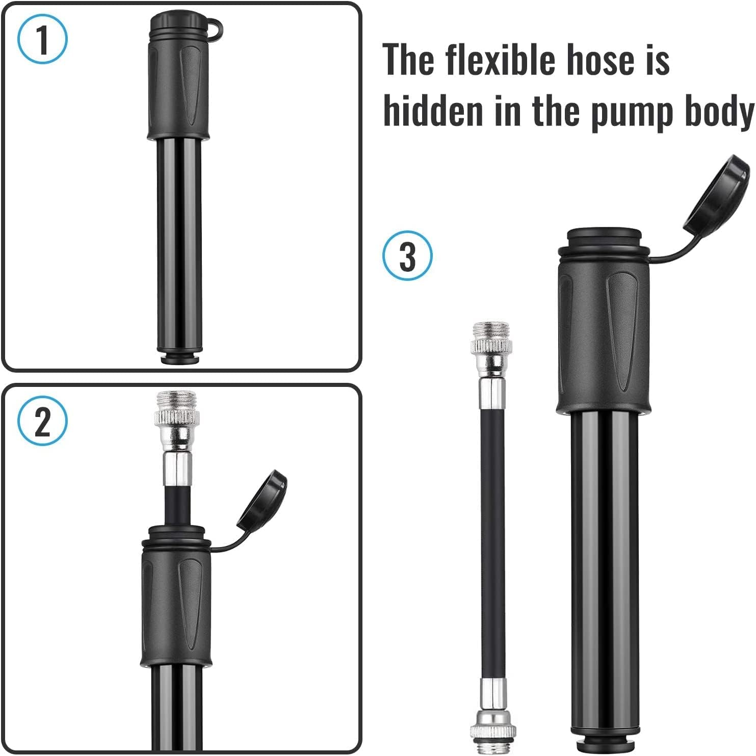 Alloy Portable Mini Bicycle Tire Pump,Bicycle Frame Tire Pump,Mini Portable Bike Pumps,Mini Bike Tire Pump Portable Bicycle Tire Pump,1Set Mini Bike Pump Portable Frame Pump, Bike Hand Pump image number 3