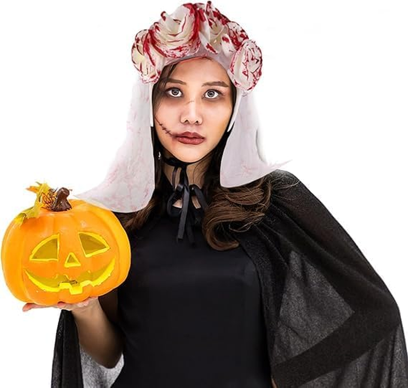 Halloween Mask,Scary Halloween Mask with Veil - Ghost Bride Costume Set for Women, Horror Party Accessories, Day of the Dead Makeup image number 4