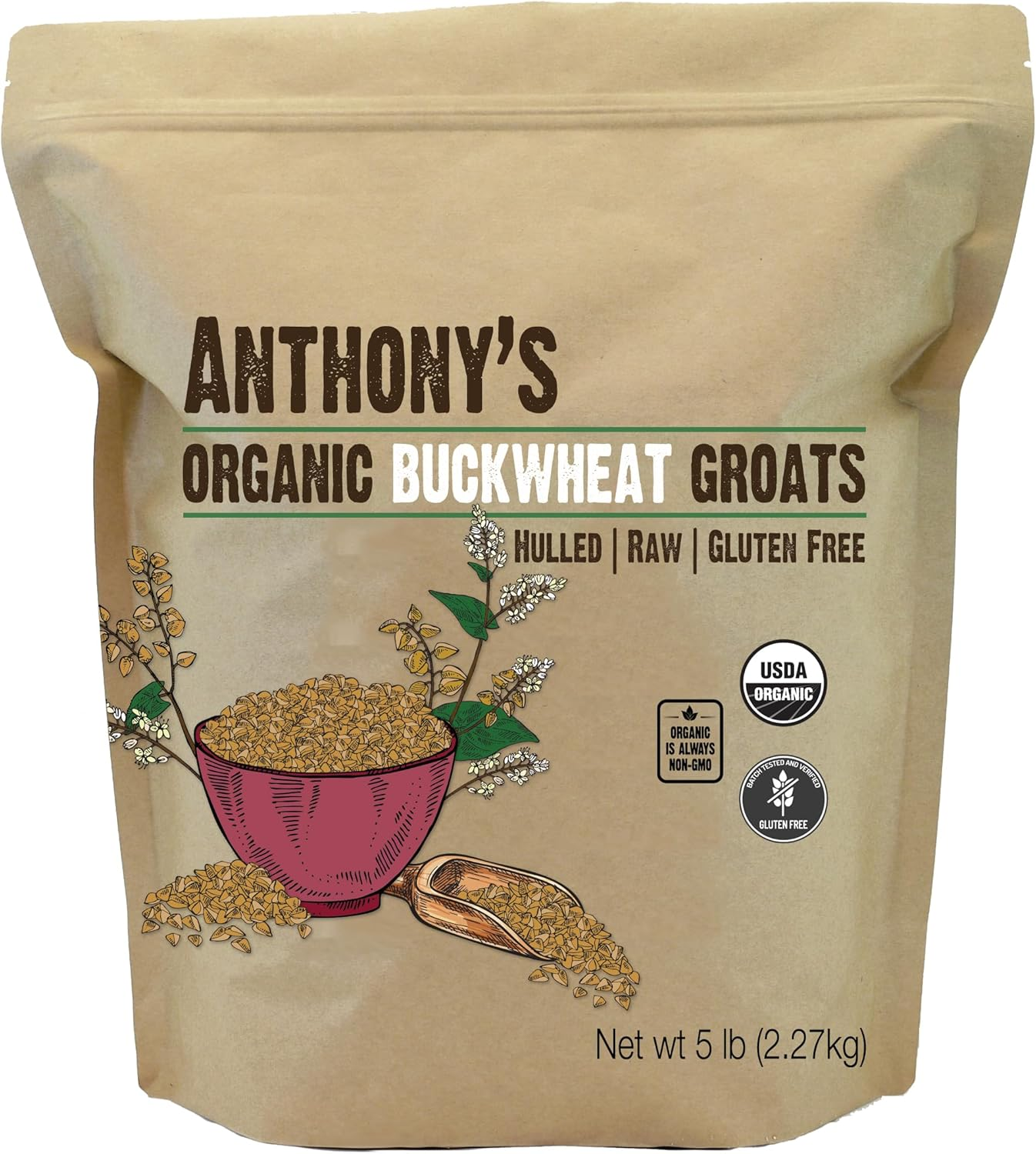 Anthony'S Organic Hulled Buckwheat Groats, 1.5Lbs, Raw, Grown in Usa, Gluten Free image number 4