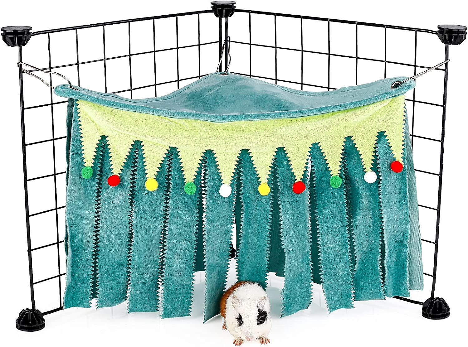 ONEJU Guinea Pig Hideout, Hideout for Guinea Pig, Guinea Pig Hideouts, Guinea Pig Cage Accessories for Guinea Pig, Bunny, Hamster, Chinchilla, Rabbit without Metal Fences - Green image number 1
