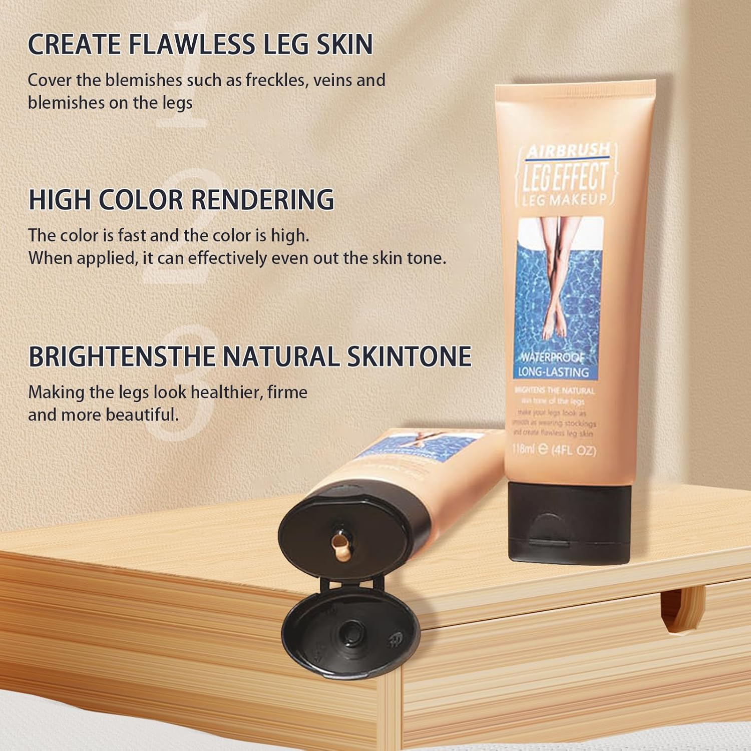 Leg Makeup Waterproof, Smooth Legs, Fade the Skin Color of Legs, Effectively Cover the Scars of Legs and Body, Long-Term Body Foundation Make-Up - 03 image number 4