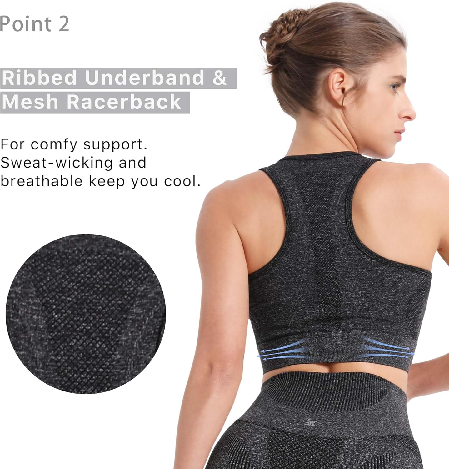 BROKIG Women Seamless Sports Bra, Women'S Wirefree Padded Fitness Yoga Sports Bras Running Workout Comfort Bras for Womens image number 6