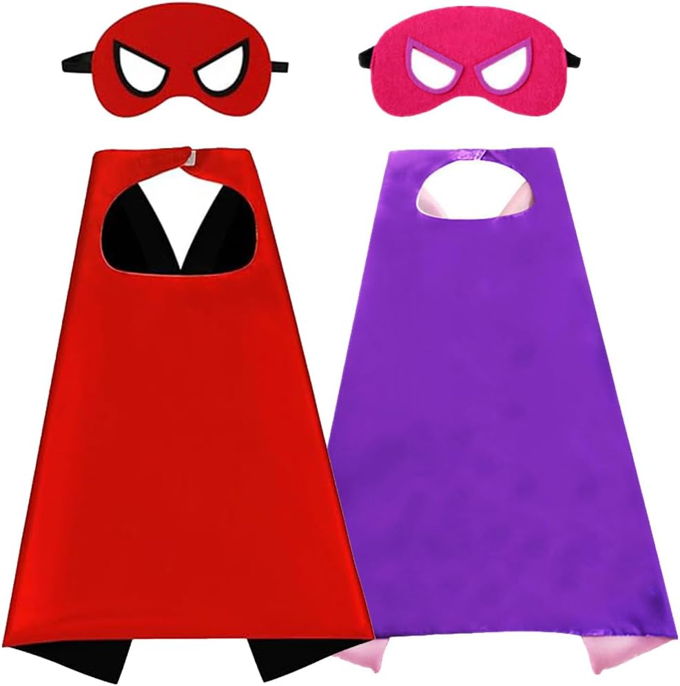 Kids Superhero Dress up Sets, Capes and MASK Costumes for Christmas, Birthday Party Gifts