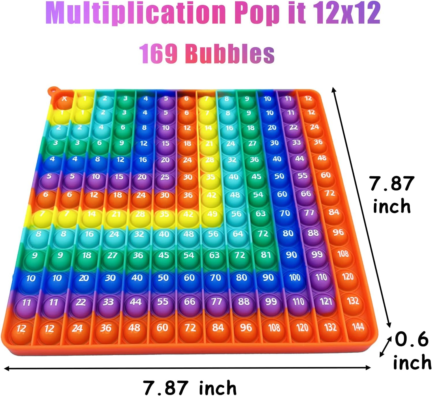 PETBSNVB Big Size Multiplication Pop It, Learn Counting and Multiplication with Pop Fidget Toy, Number Pop It, Fidget Toys, Bubble Sensory, Pop It Numbers Anti-Anxiety Mouse Bubbles Sensory (Rainbow) image number 5
