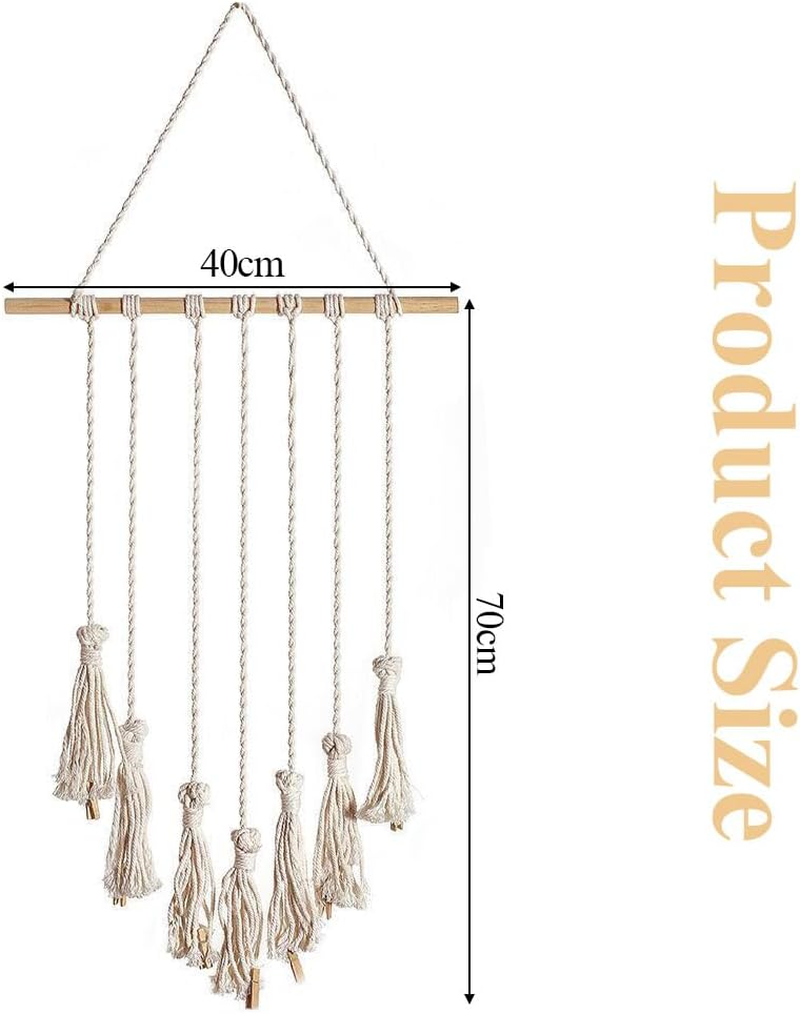 Handmade Woven Tapestry/Creative Hair Accessory Rack,Cotton Rope Picture Organizer & Photo Display Stand,Hanging Photo Display Rack for Office Home image number 4