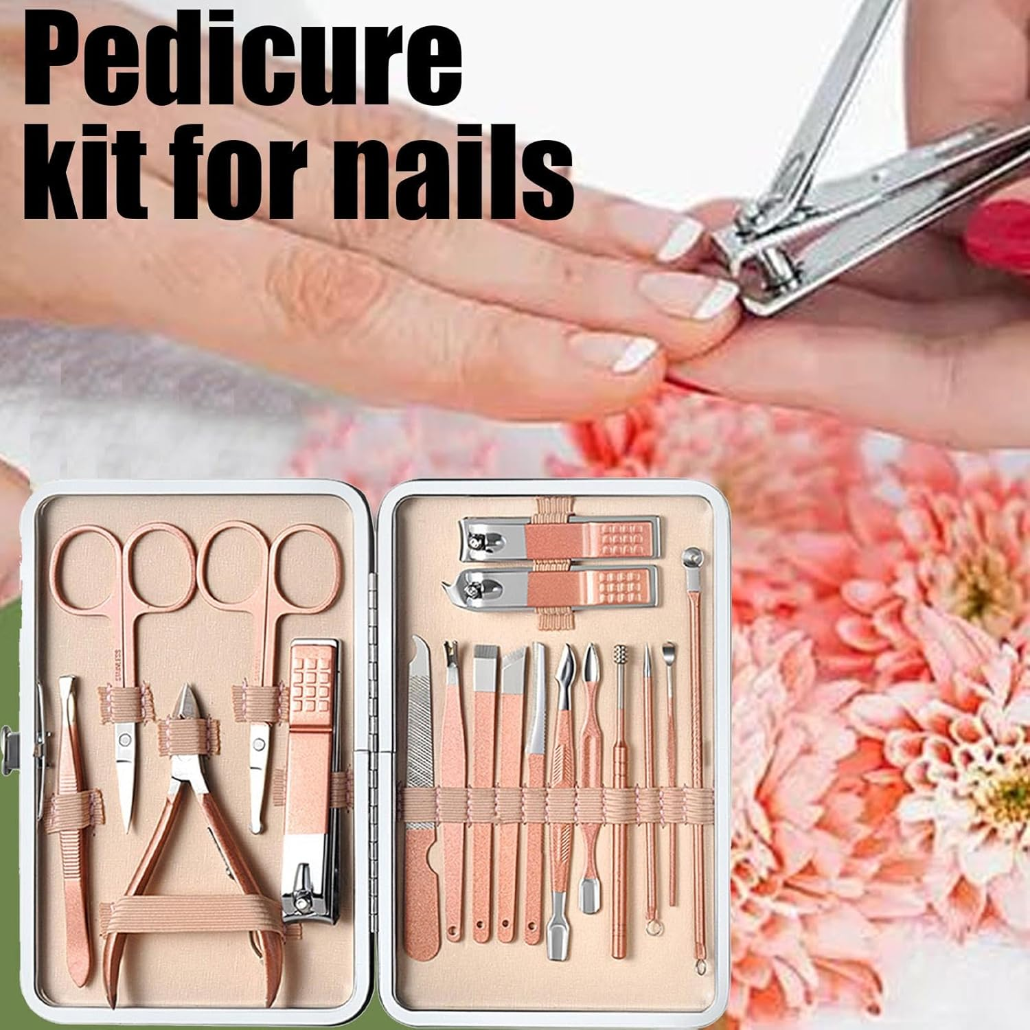 Manicure Pedicure Set, Set of 18 Manicure Grooming Set, Stainless Steel Portable Nail Toenail Clippers Kit with Luxurious Travel Case for Husband Boyfriend image number 5