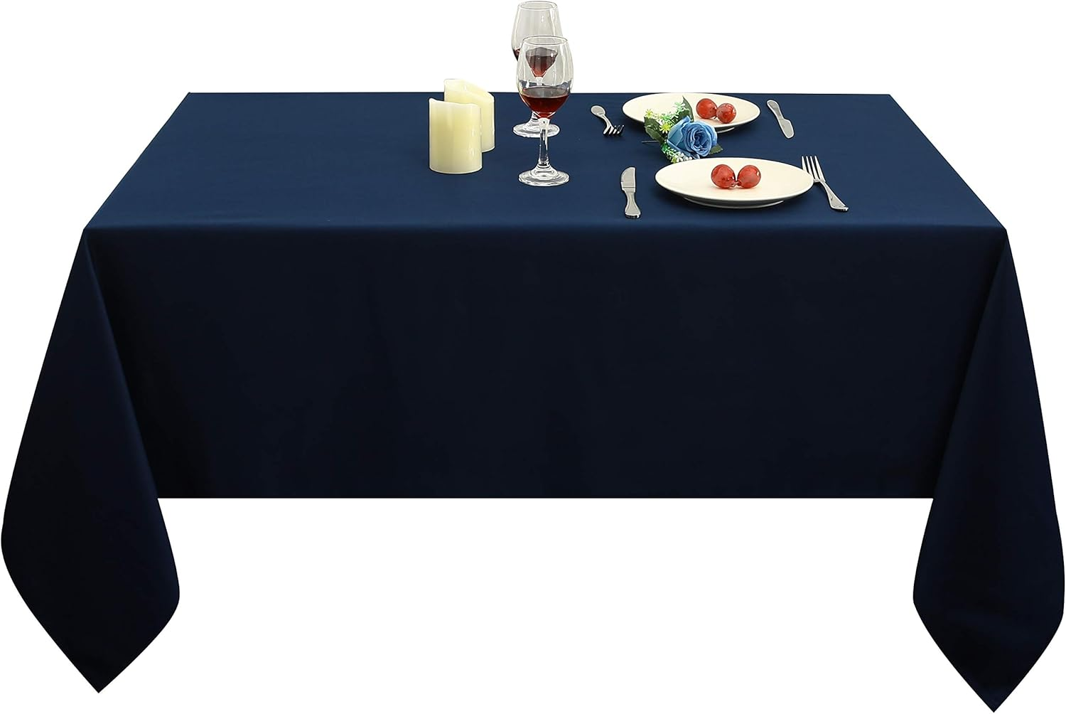 Obstal Rectangle Table Clothes for 8 Foot Rectangle Tables, Oil-Proof Spill-Proof and Water Resistance Tablecloth, Decorative Fabric Table Cover for Outdoor and Indoor Use (Navy Blue, 60 X 120 Inch) image number 1