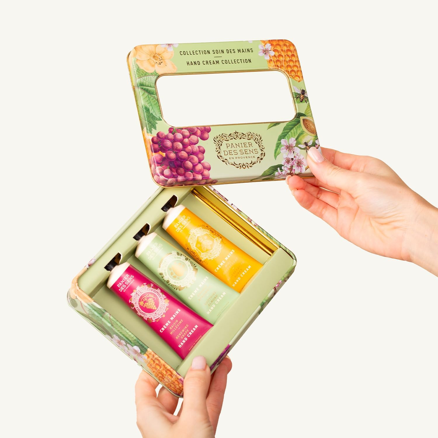 Panier Des Sens - Women'S Gift Box - Trio of Moisturizing Hand Cream Almond, Honey and Grapes - Gift Idea for Women Made in France - Gift Set for Her 97% Natural Ingredients - 3 X 30 Ml