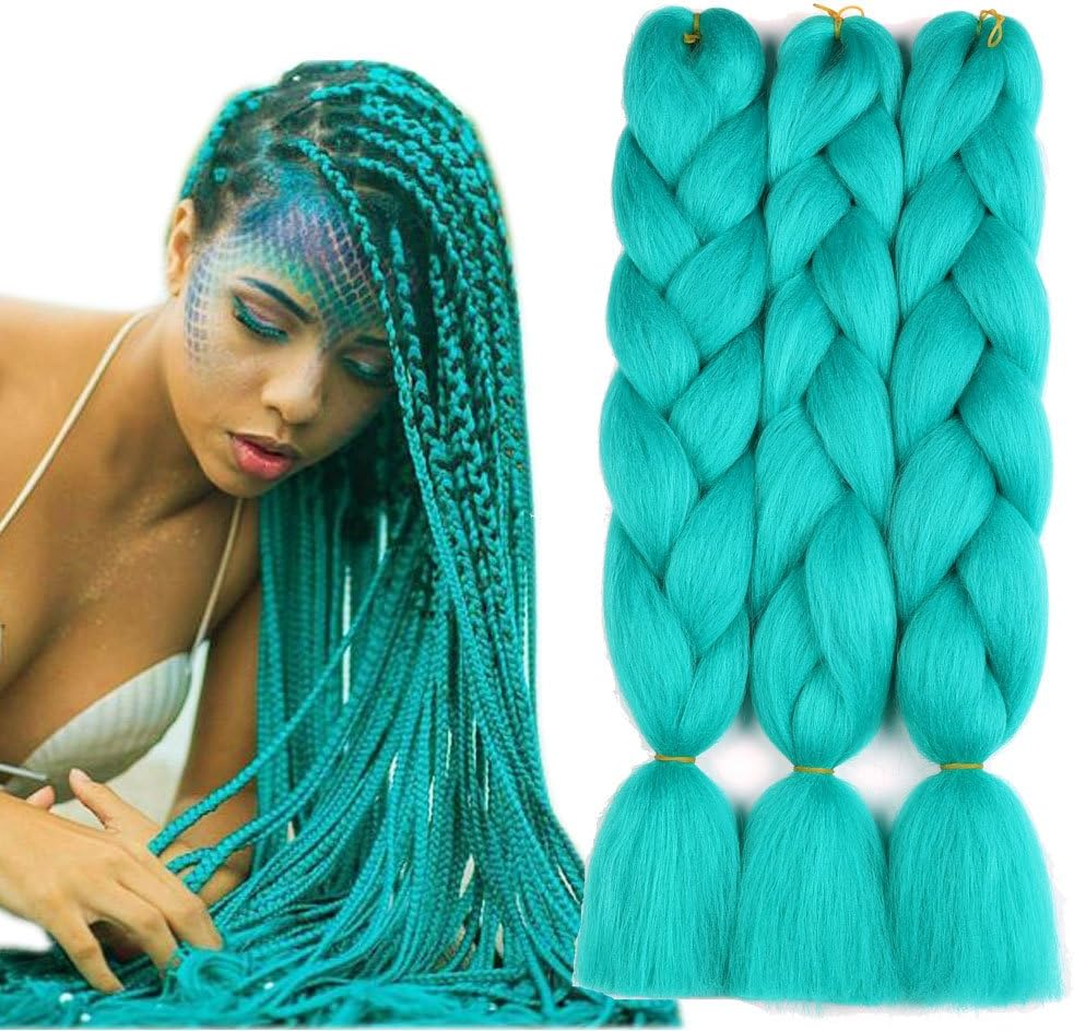 Original Jumbo Braids Hair Extension 3Pcs Pure Black Color 24Inch 100G/Pc for Twist Box Braiding Hair (1B Black) - 350 image number 3