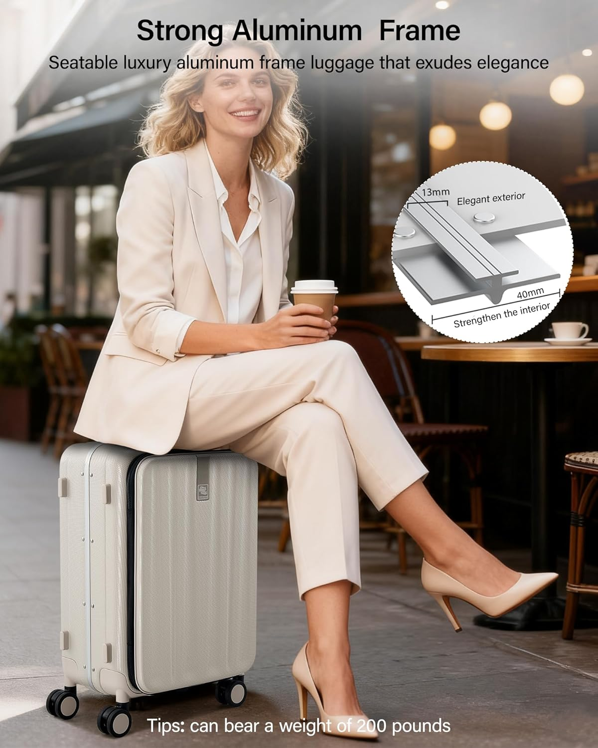 Hanke Carry on Luggage, Suitcase with Wheels & Front Opening, 20In Spinner Luggage Built in TSA Aluminum Frame PC Hardside Rolling Suitcases Travel image number 5