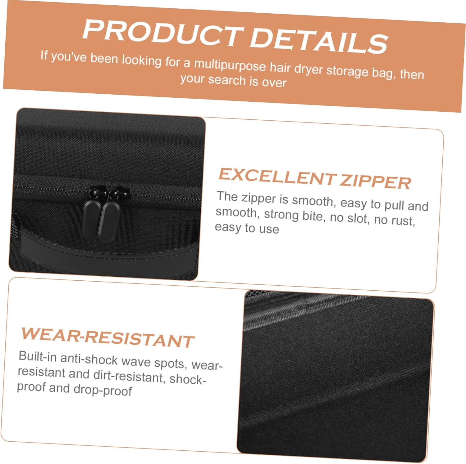 COLLBATH Splash Capacity Hair Dryer Carrier Case Durable Eva Travel Pouch for Hair Styling Tools Storage for Travel and Home Use image number 6