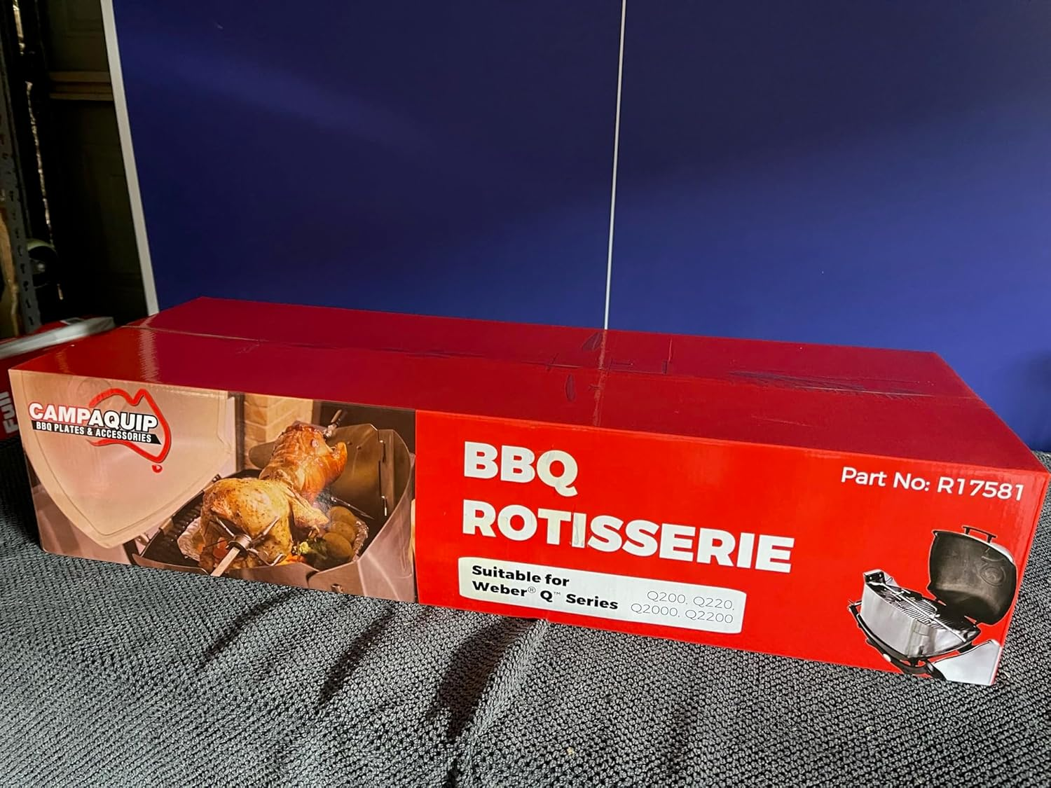 CAMPAQUIP Rotisserie Kit | Fits Weber Q Series | Q2000 | Q2200 | Q200 | Q220 | Gas BBQ Accessory | Stainless Steel | Heavy-Duty Motor | Even Cooking | Weber Barbecue Grill | NOT for N Series