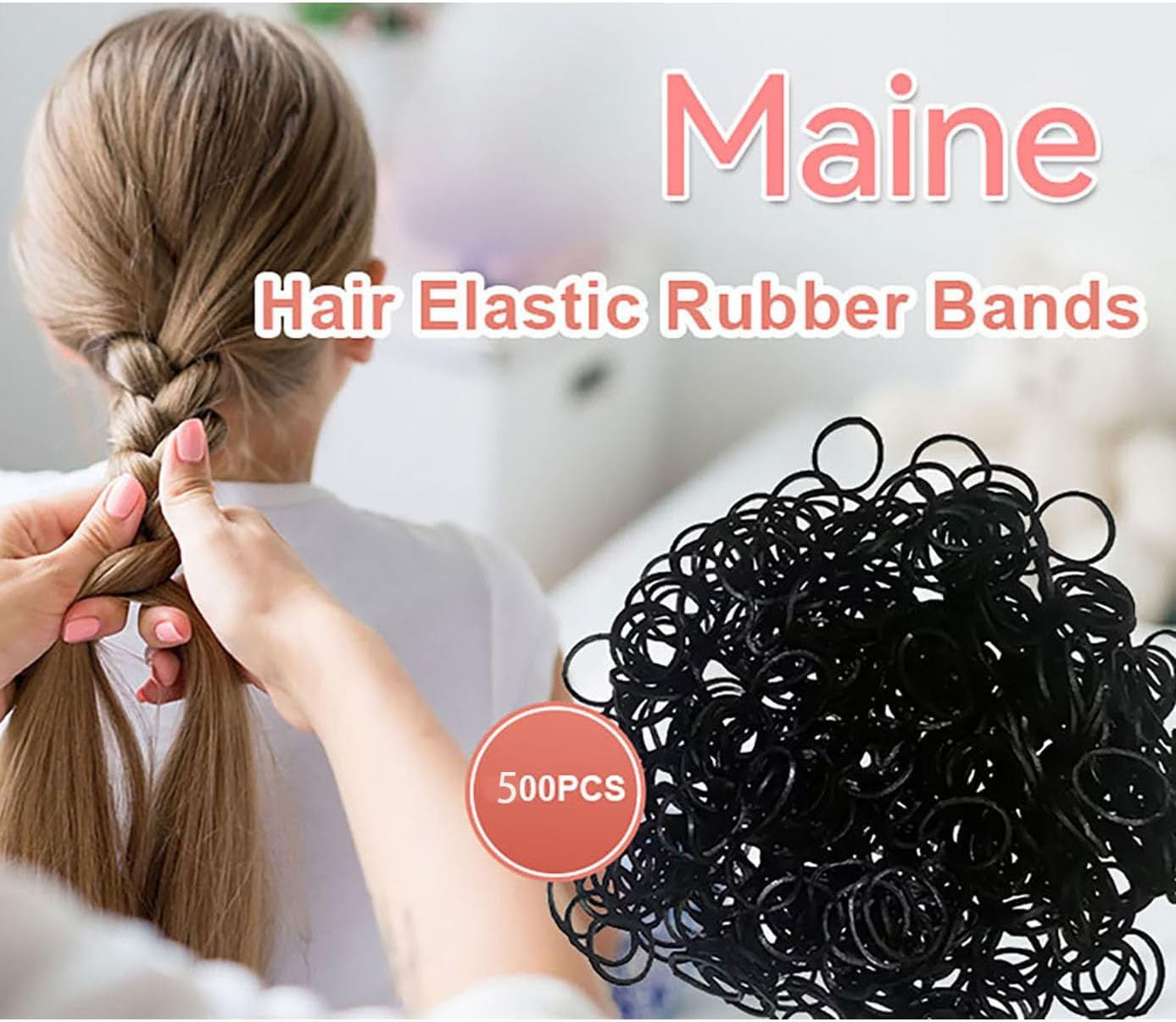 500PCS Small Black Hair Rubber Bands - Mini Seamless Elastic Hair Ties for Babies, Girls, Women - Ideal for Various Hairstyles image number 4