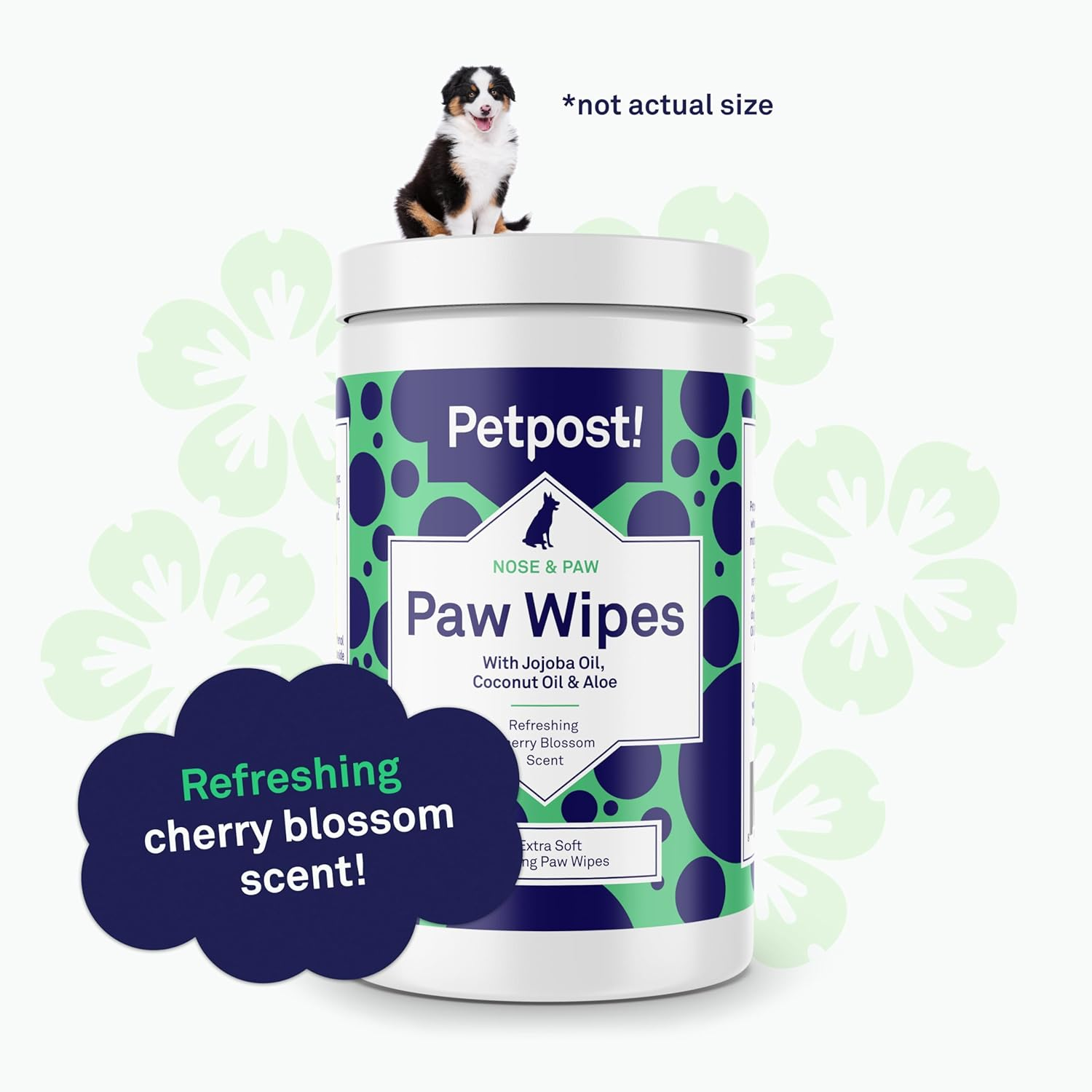 Petpost | Paw Wipes for Dogs - Nourishing, Revitalizing Dog Paw Cleaner with Coconut Oil, Jojoba Oil, and Aloe - Ultra Soft Cotton Pads - Cherry Blossom Scent 70 Ct image number 2