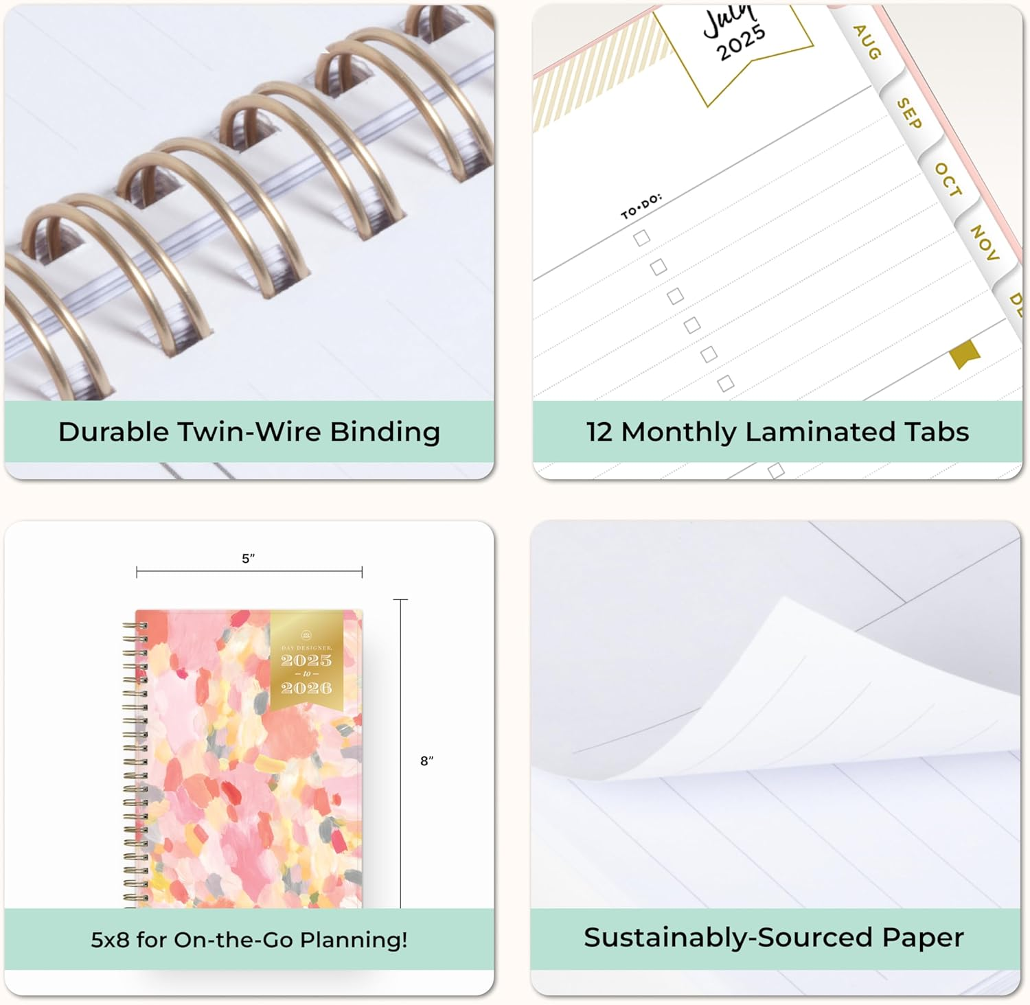 Blue Sky Day Designer 2025-2026 Weekly and Monthly Academic Year Planner Calendar, July 2025 - June 2026, 5" X 8", Flexible Cover, Wirebound, Storage Pocket, Includes Stickers, Smitten image number 4