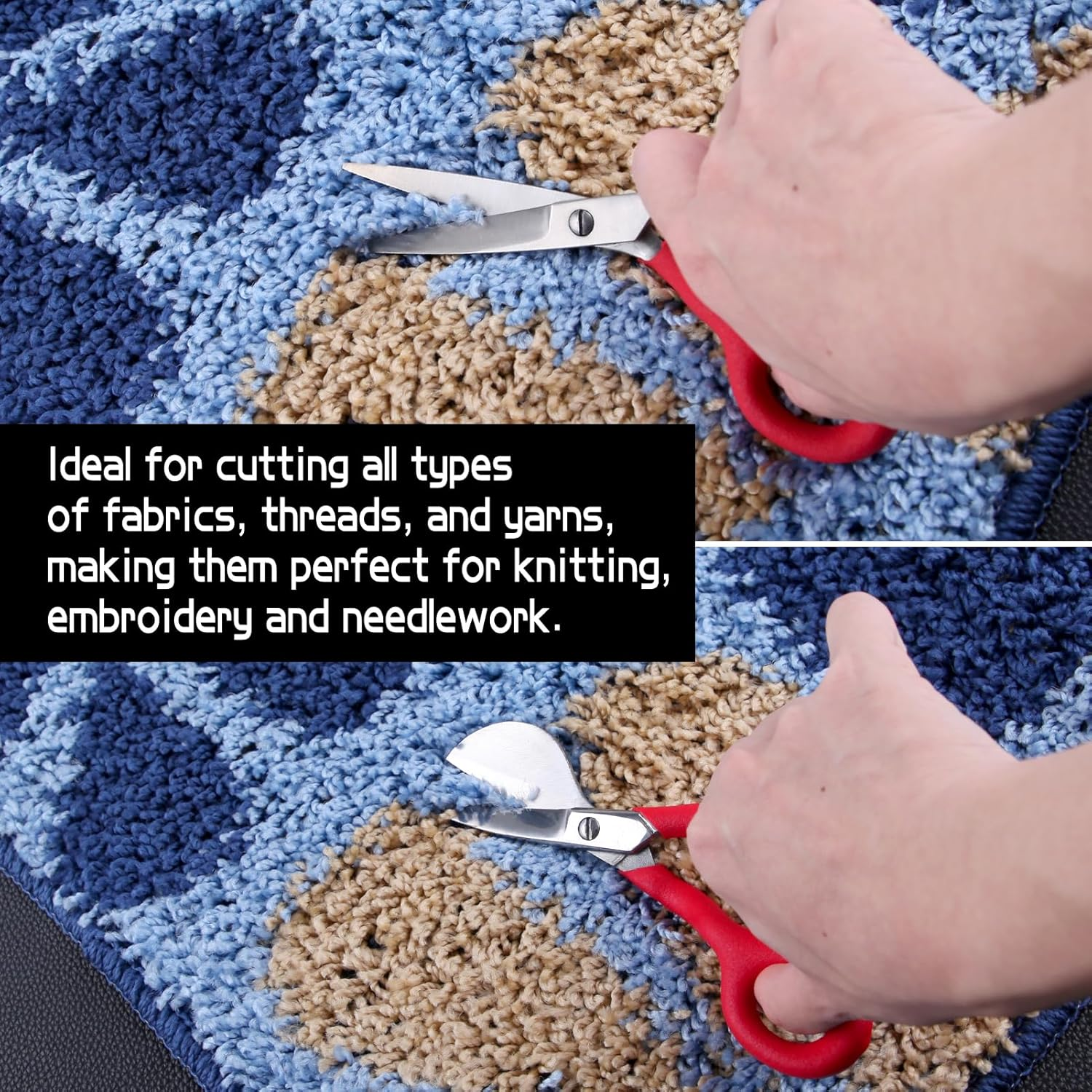 SPEEDWOX Scissors 7" 2 Pack Stainless Steel Duckbill Applique and Machine Embroidery Double Curved Carpet Pile Offset Handle Scissors image number 3