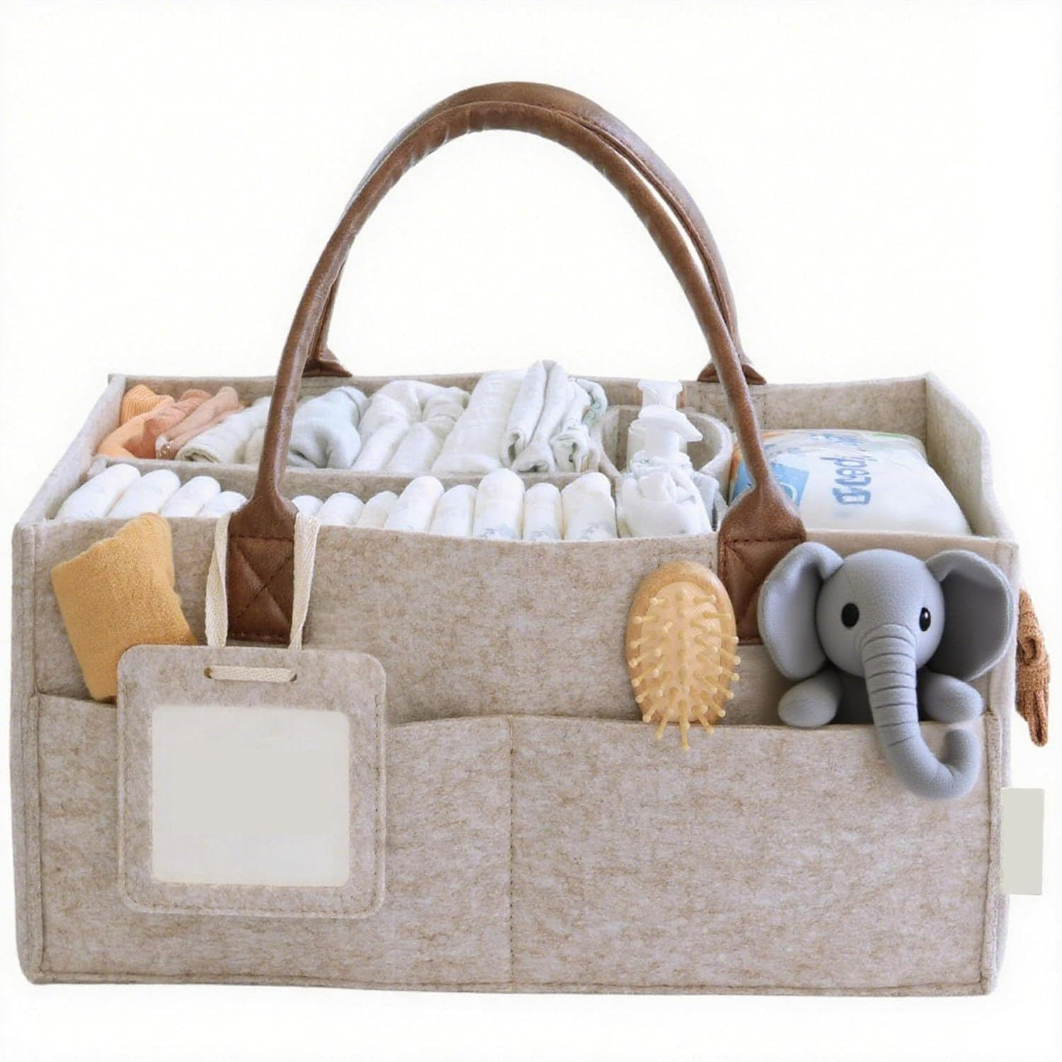 OWNKING Baby Nappy, Baby Diaper Caddy Organizer, Nursery Storage Basket for Newborn Essentials, Car Organizer for Diapers and Wipes, Neutral Baby Shower image number 2