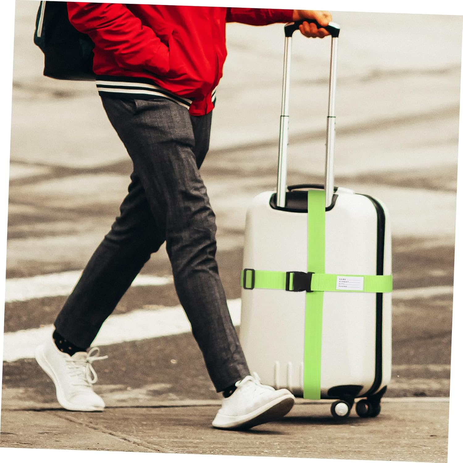 LIGHTAOTAO 4Pcs Luggage Straps Luggage Strap for Bag Adjustable Accessory Suitcases Stretchy Carry Travel Webbing Small Polypropylene Green image number 5