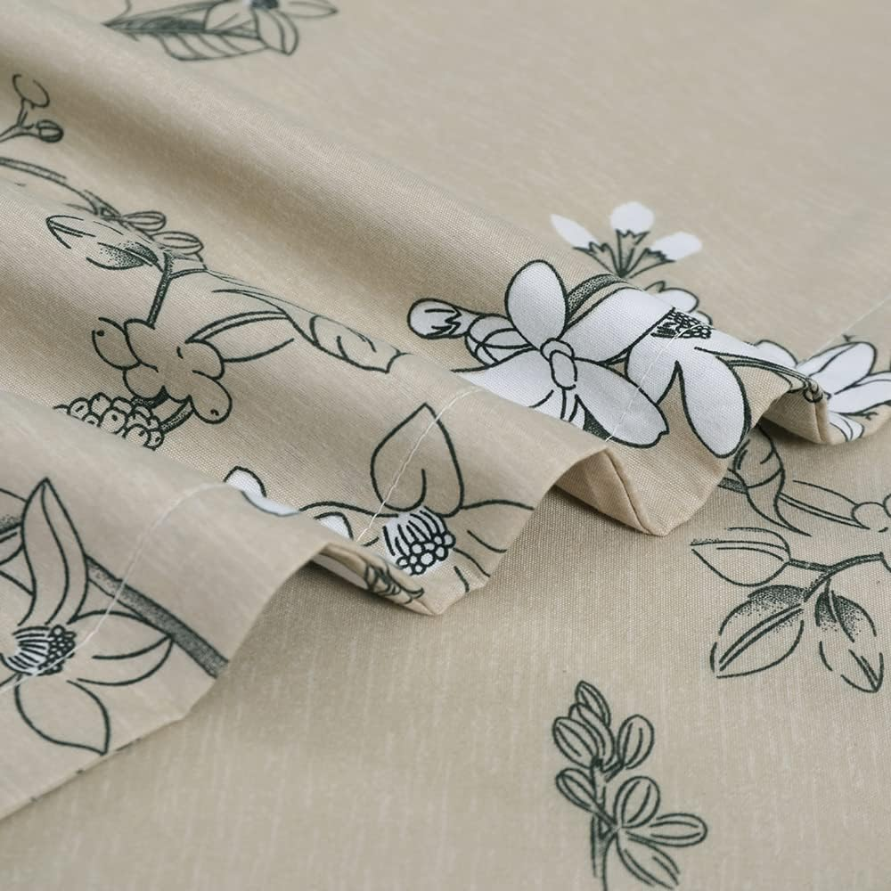 YEPINS Soft Brushed Microfiber Duvet Cover Set with Zipper Closure and Corner Ties, Blossom/Branch Floral Printed Pattern, Camel Color-King Size(104X90 Inches)